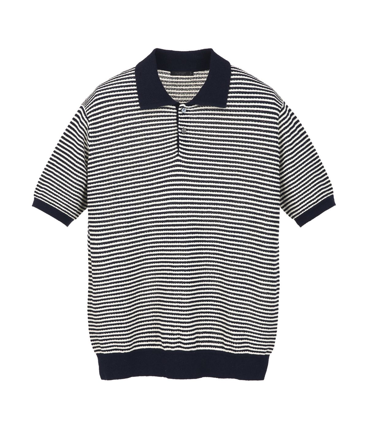 질스튜어트뉴욕 맨(JILLSTUART NEWYORK MEN) 린넨 블렌드 스트라이프 카라 니트 - 다크네이비 (JNSW6B410N3)