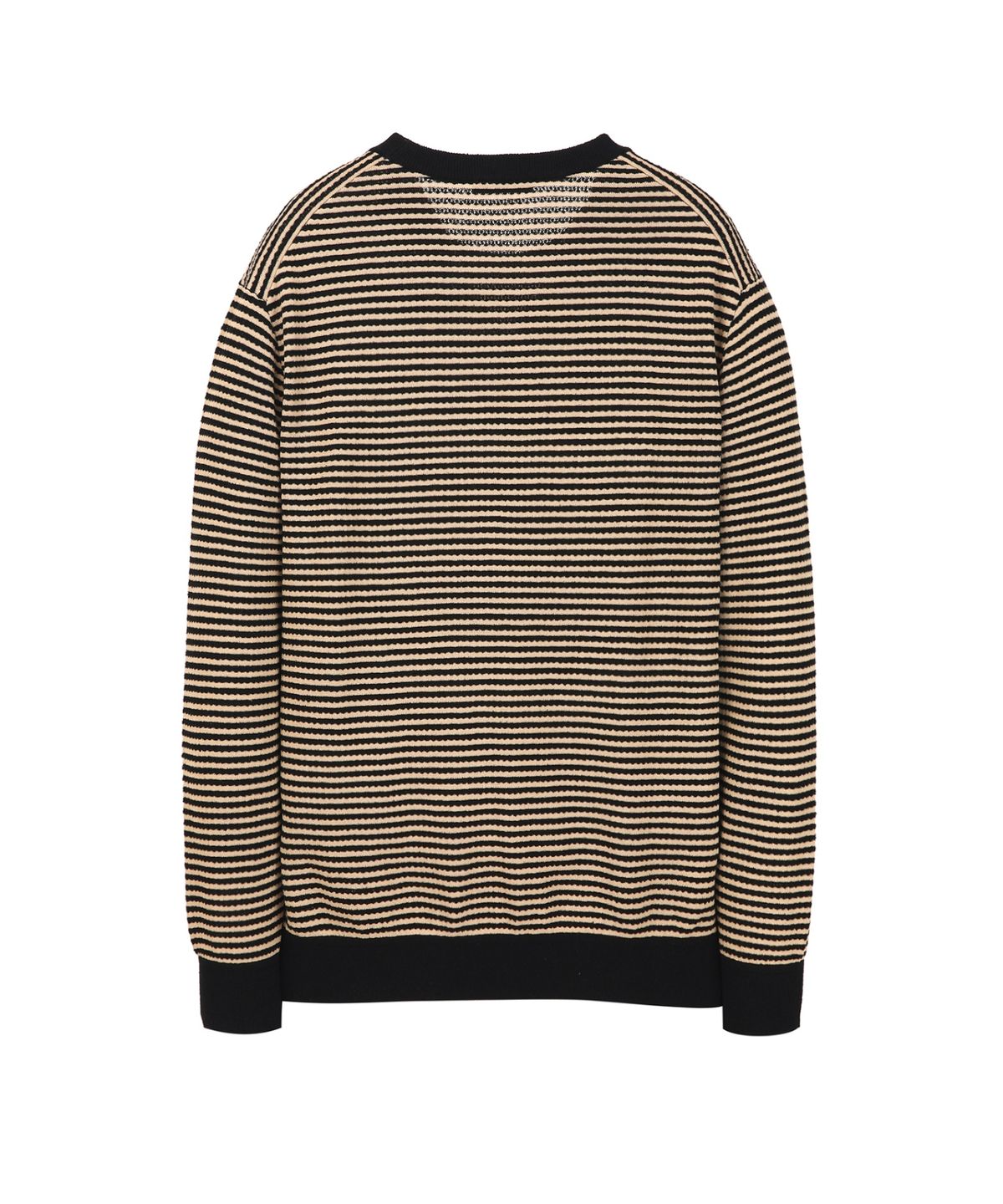 질스튜어트뉴욕 맨(JILLSTUART NEWYORK MEN) 린넨 블렌드 스트라이프 크루넥 니트 - 블랙 (JNSW6B409BK)