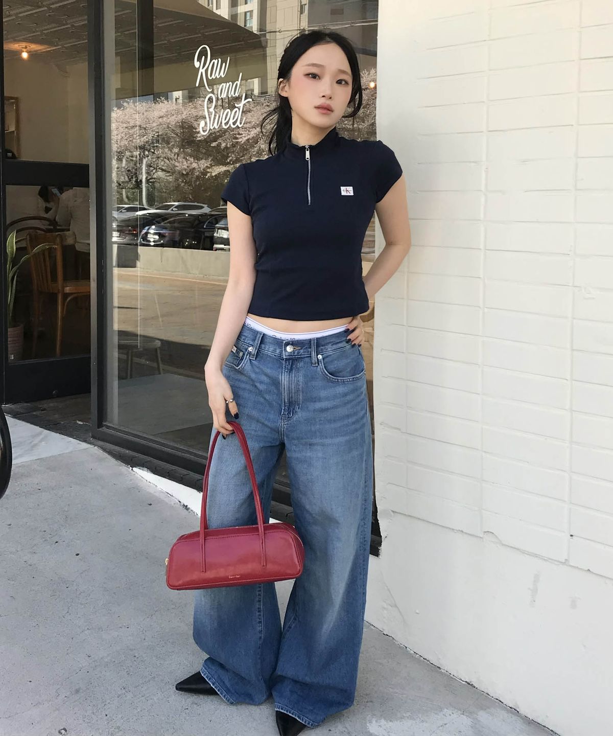 캘빈클라인 진(CALVIN KLEIN JEANS) 여성 와이드레그 리넨 데님 47F731G SDI