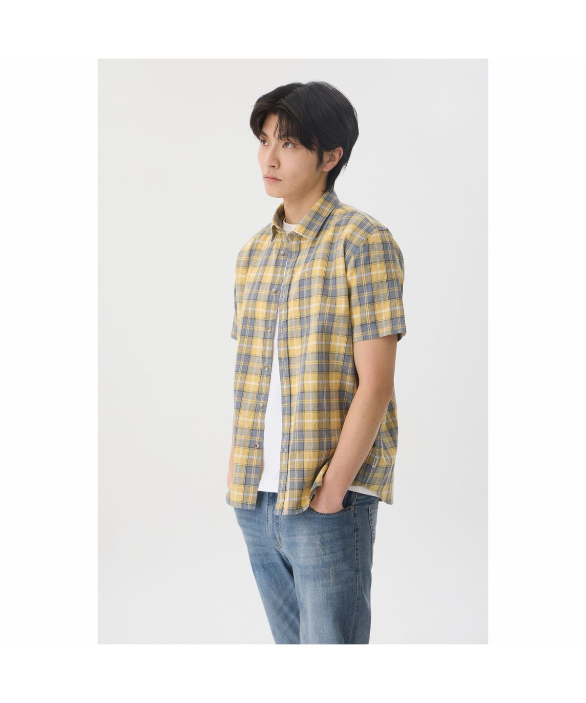 브렌우드(BRENTWOOD) 린넨코튼 멀티 체크 캐주얼셔츠 BRSAM26553YEX