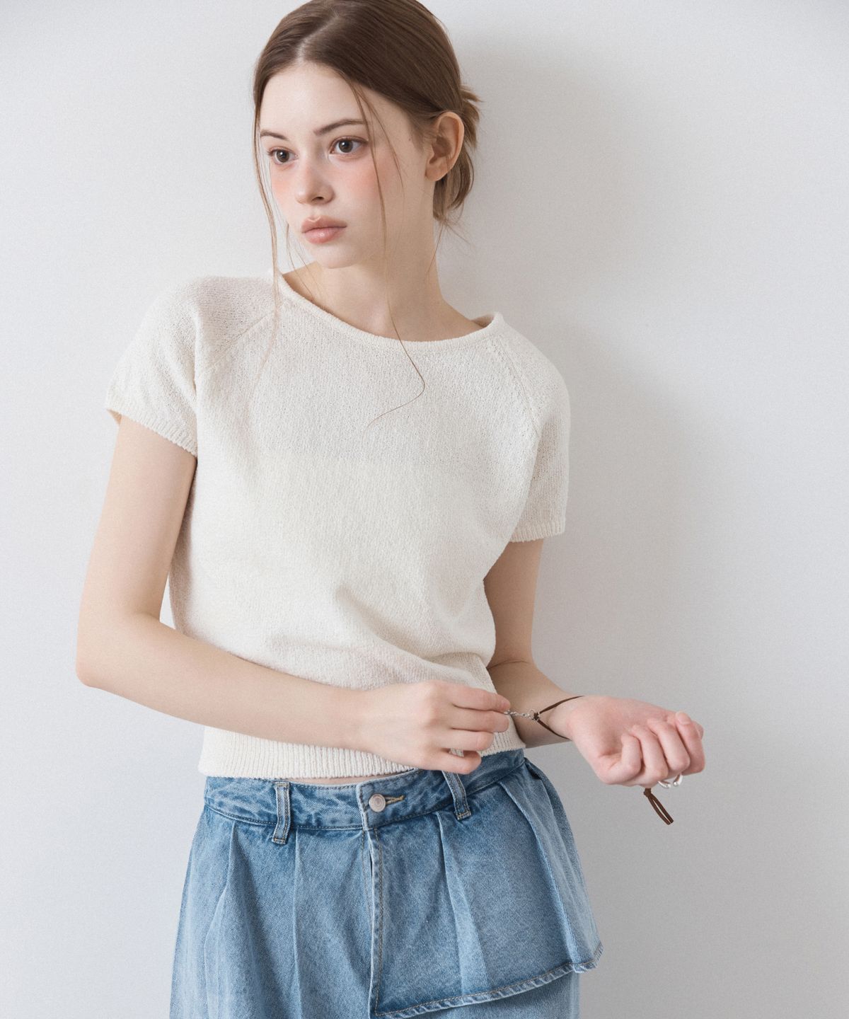 미쏘(MIXXO) 레이어드 스커트 데님 팬츠_MIWTJG413J