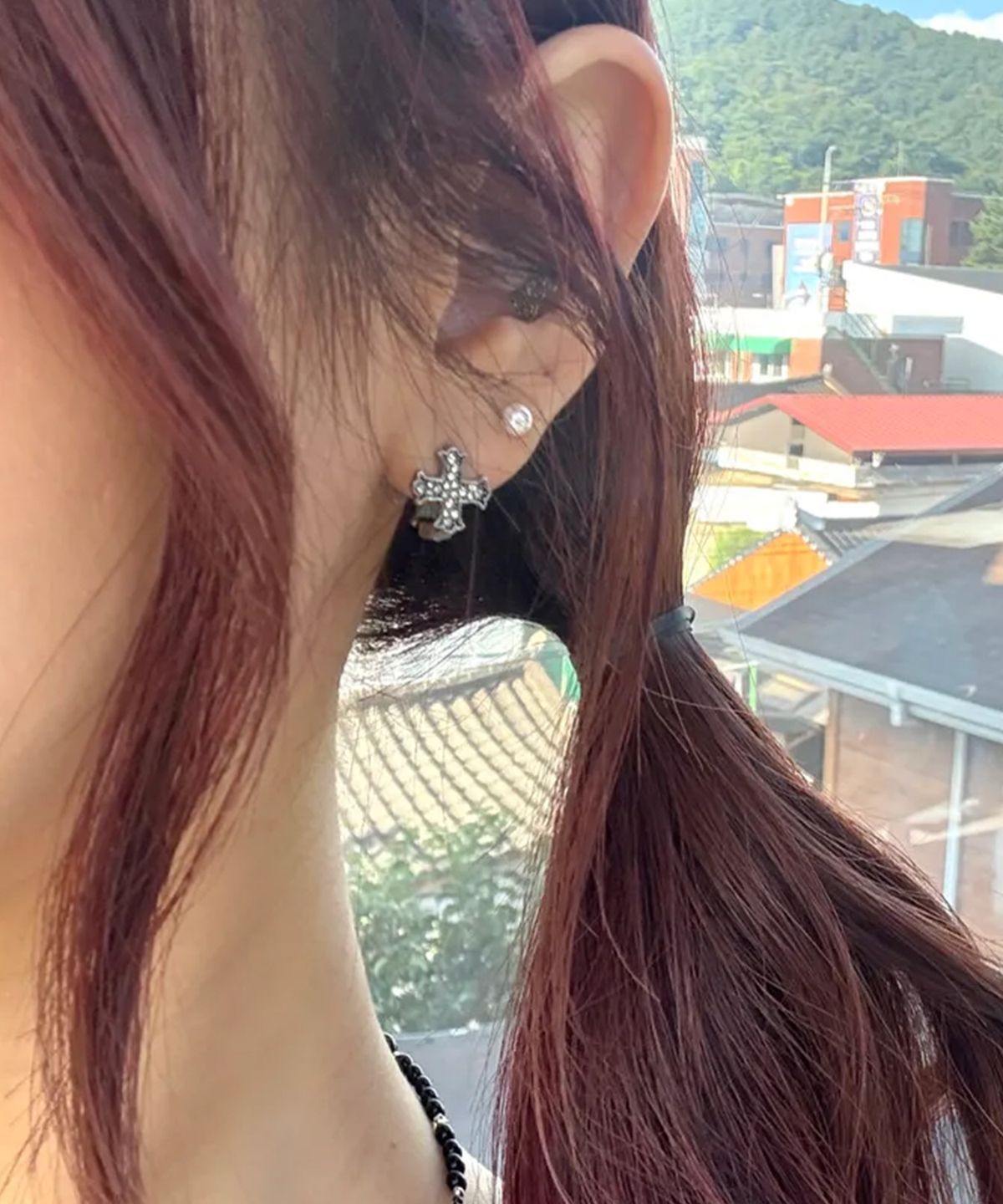 아이엠제이(IAMJ) 듀얼 크로스 원터치 귀걸이