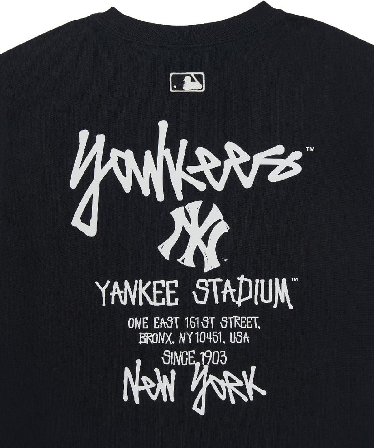 엠엘비(MLB) 베이직 스트릿 등판레터 오버핏 반팔 티셔츠 NY (Black)