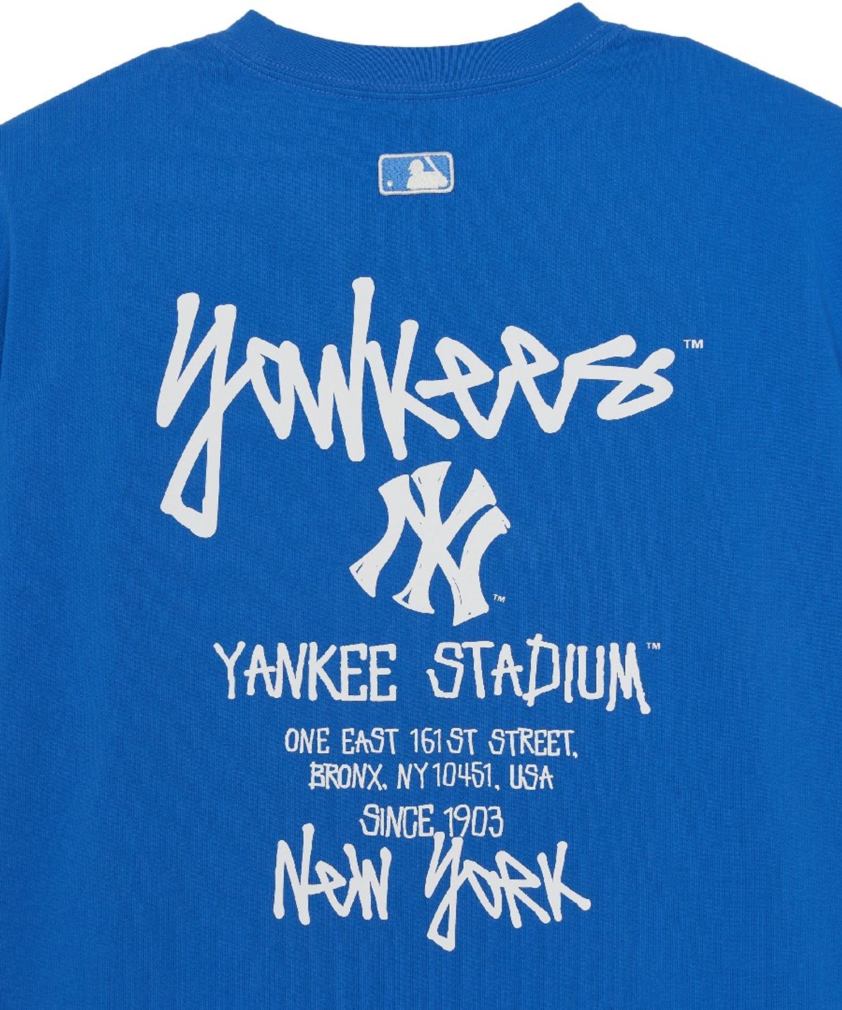 엠엘비(MLB) 베이직 스트릿 등판레터 오버핏 반팔 티셔츠 NY (Neon Blue)