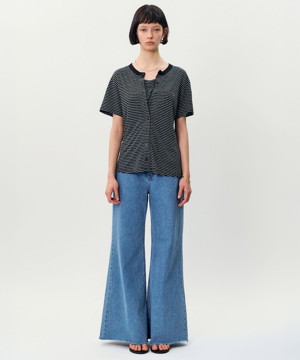 메이버유(MAYVERU) free stripe t-shirt _ Black