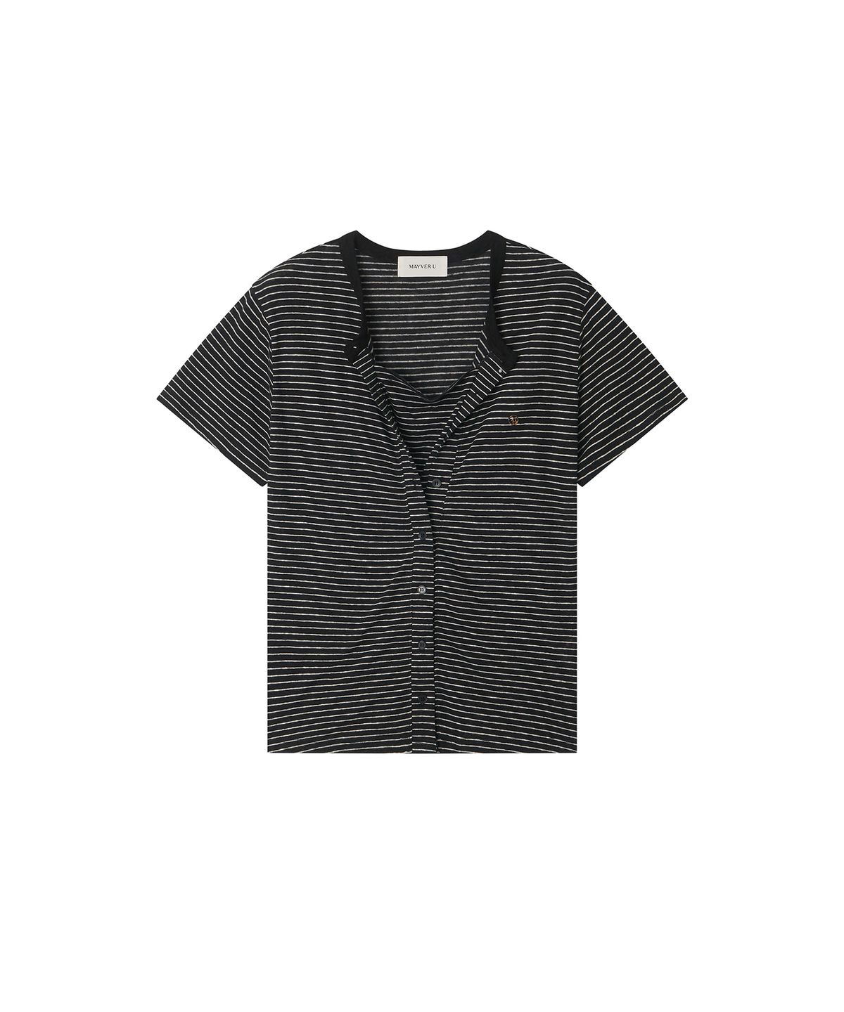 메이버유(MAYVERU) free stripe t-shirt _ Black