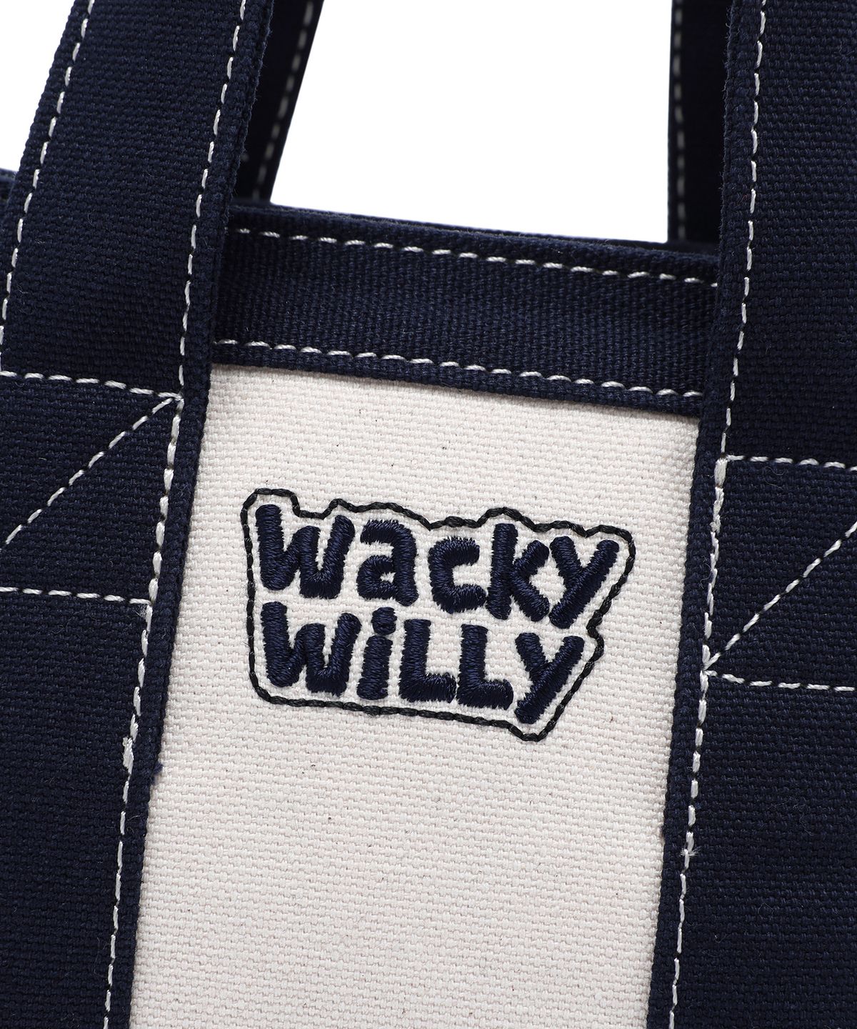 와키윌리(WACKY WILLY) 캔버스 미니 토트백 네이비