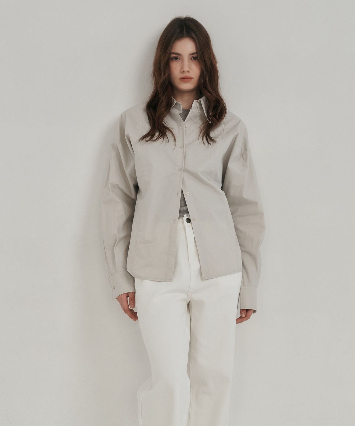 로시로우(LOSSYROW) Back Button Detail Shirt light gray