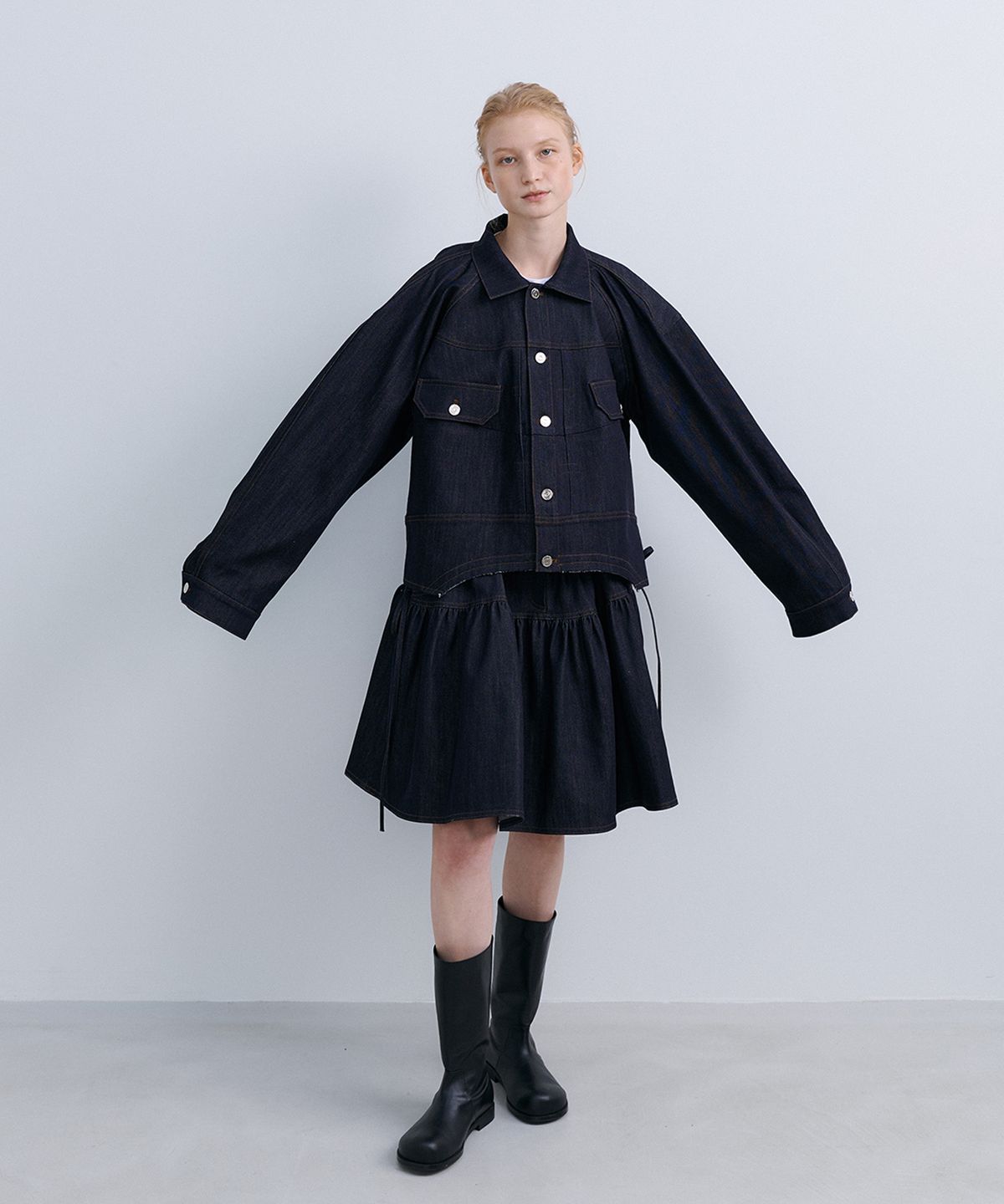 에핑글러(EPINGLER) PUFFY CROP JACKET - NAVY