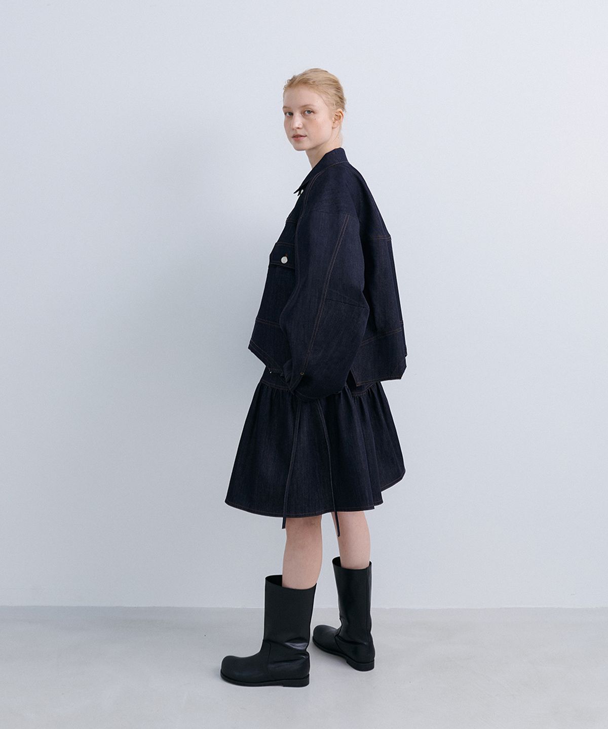 에핑글러(EPINGLER) PUFFY CROP JACKET - NAVY