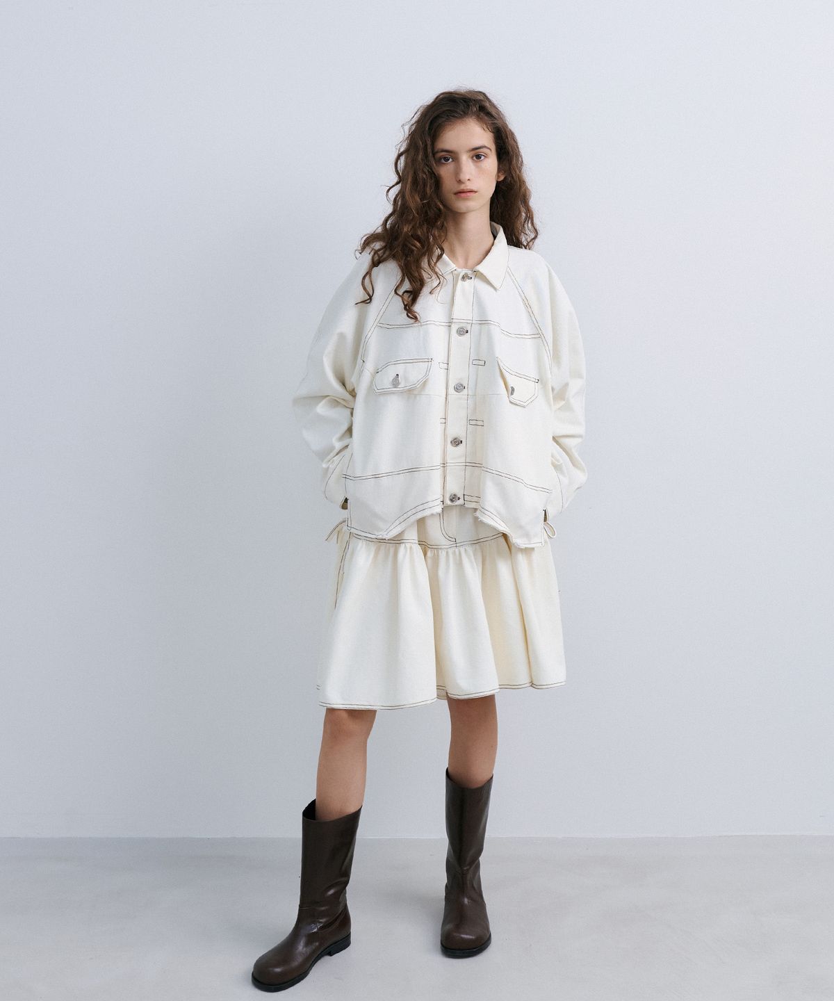 에핑글러(EPINGLER) PUFFY CROP JACKET - IVORY