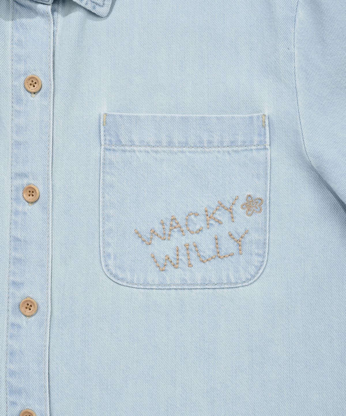 와키윌리(WACKY WILLY) [26SS] 우먼스 이지 데님 반팔셔츠 라이트 블루