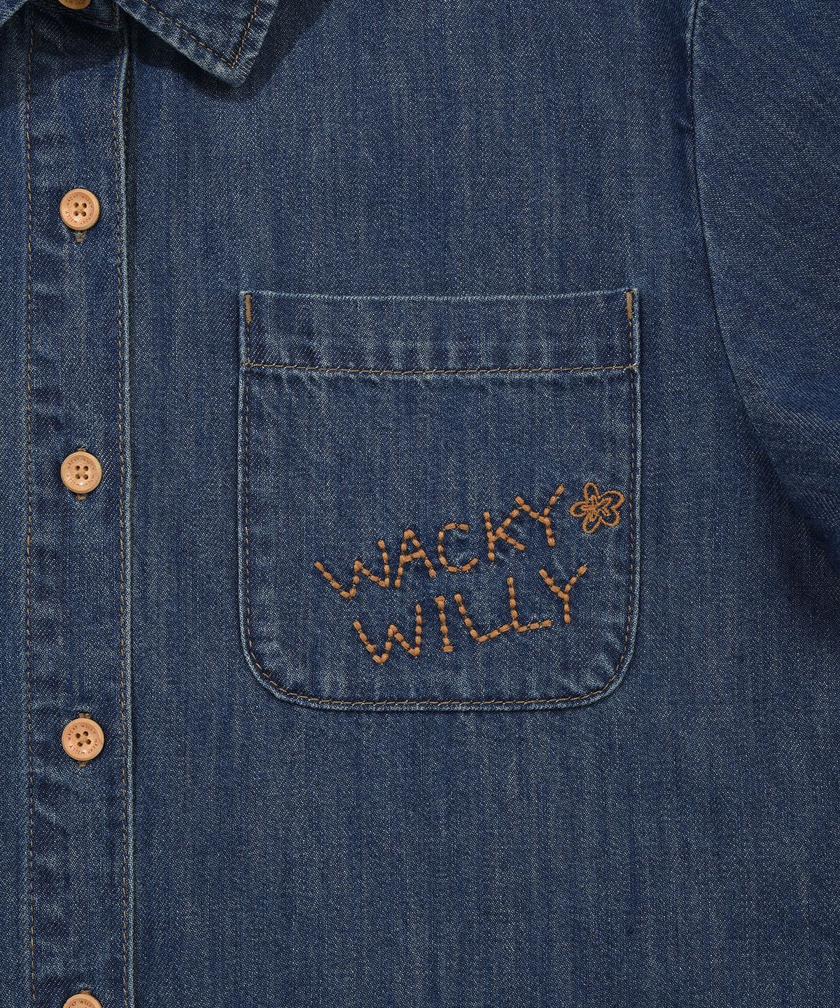 와키윌리(WACKY WILLY) [26SS] 우먼스 이지 데님 반팔셔츠 블루