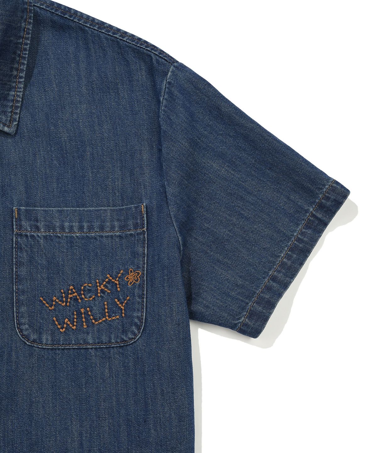 와키윌리(WACKY WILLY) [26SS] 우먼스 이지 데님 반팔셔츠 블루