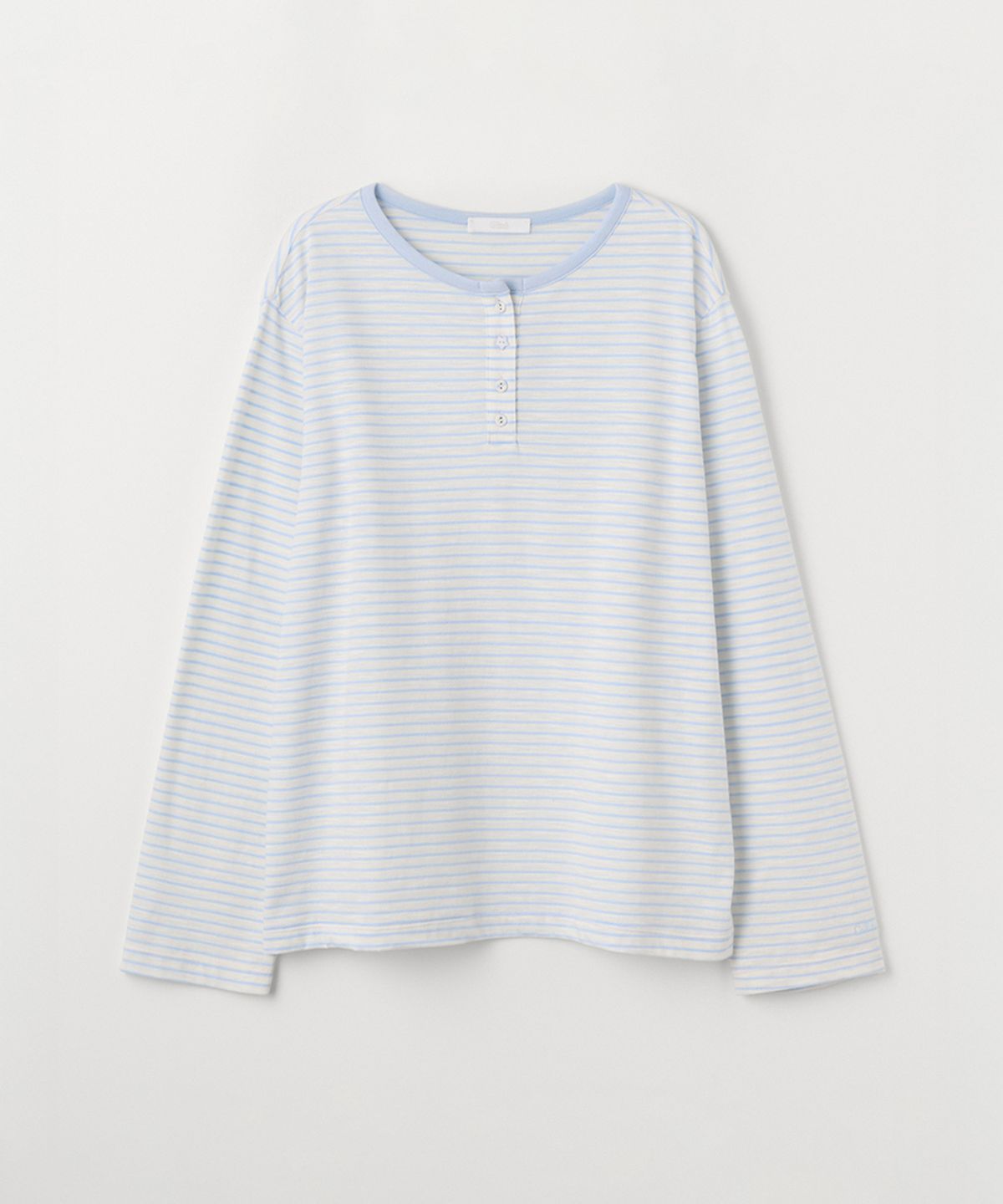 셀리테일즈(CELITAILS) STRIPE HENLEY NECK T-SHIRT_SKY BLUE