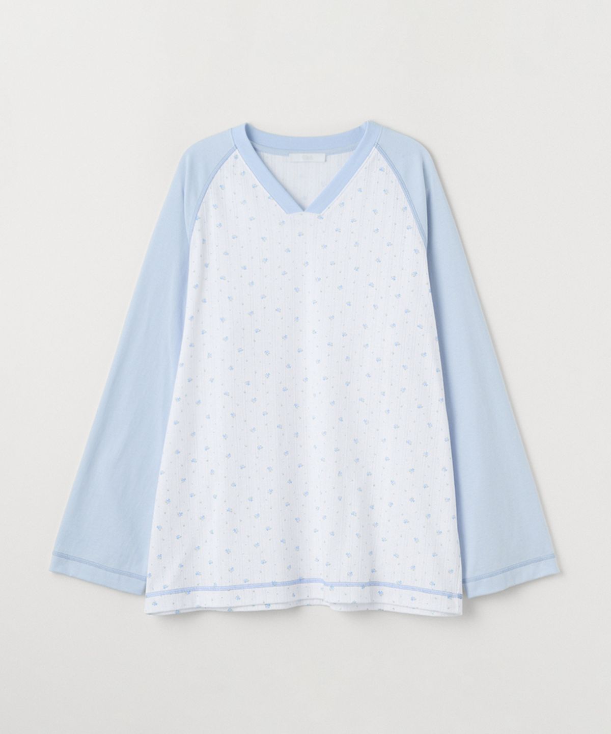 셀리테일즈(CELITAILS) FLOWER RAGLAN V-NECK T-SHIRT_SKY BLUE