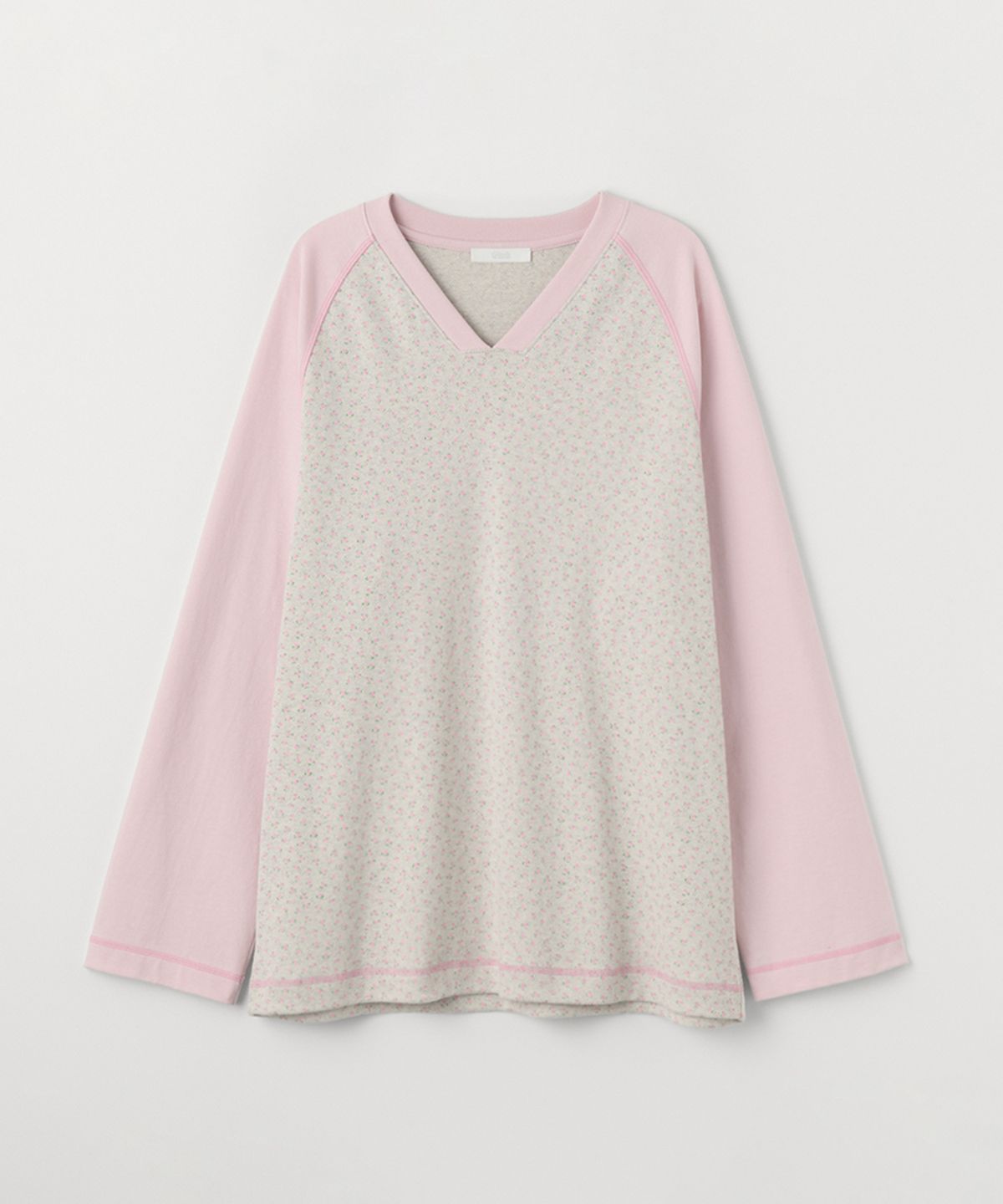 셀리테일즈(CELITAILS) FLOWER RAGLAN V-NECK T-SHIRT_PINK