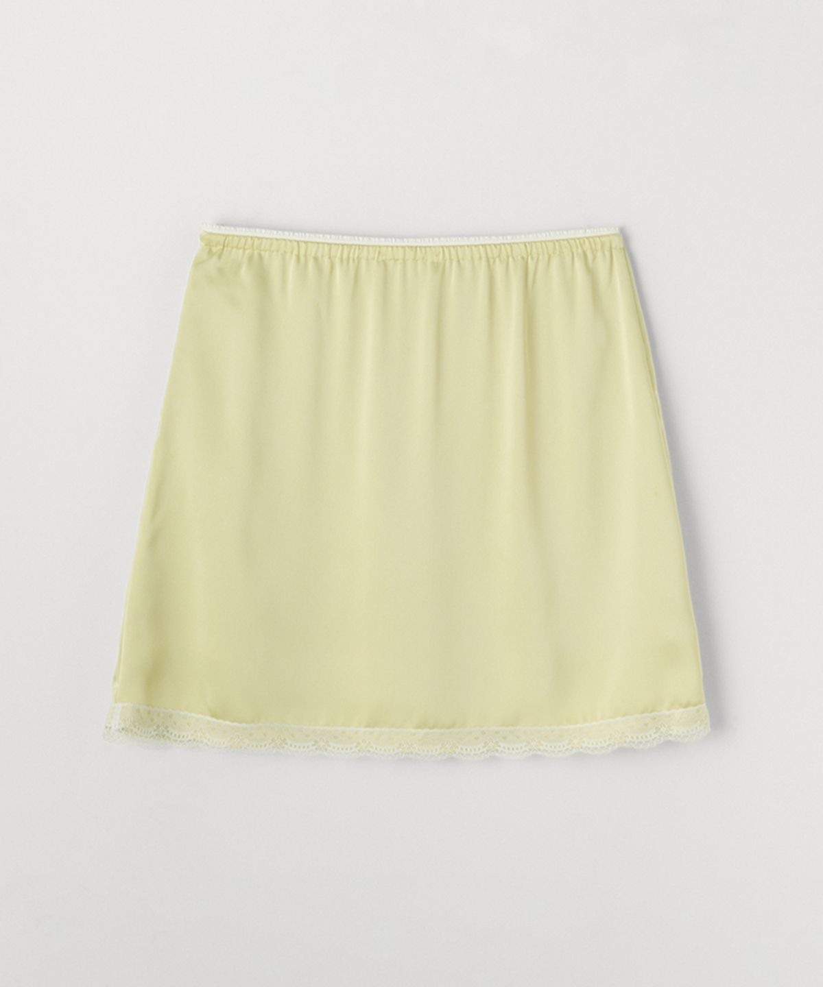 셀리테일즈(CELITAILS) SATIN LACE MINI SKIRT_LIME