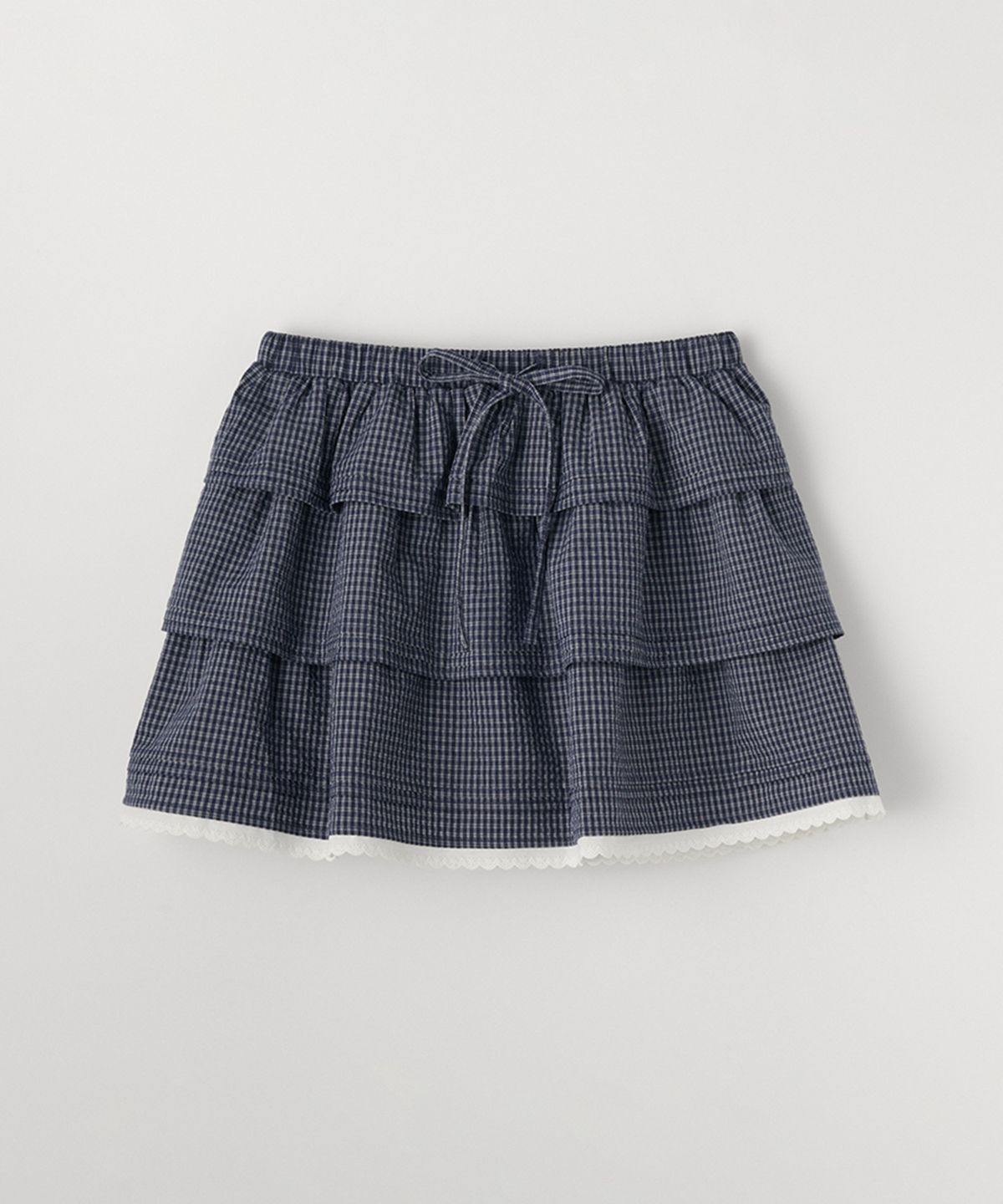 셀리테일즈(CELITAILS) CHECK CANCAN RUFFLE MINI SKIRT_NAVY