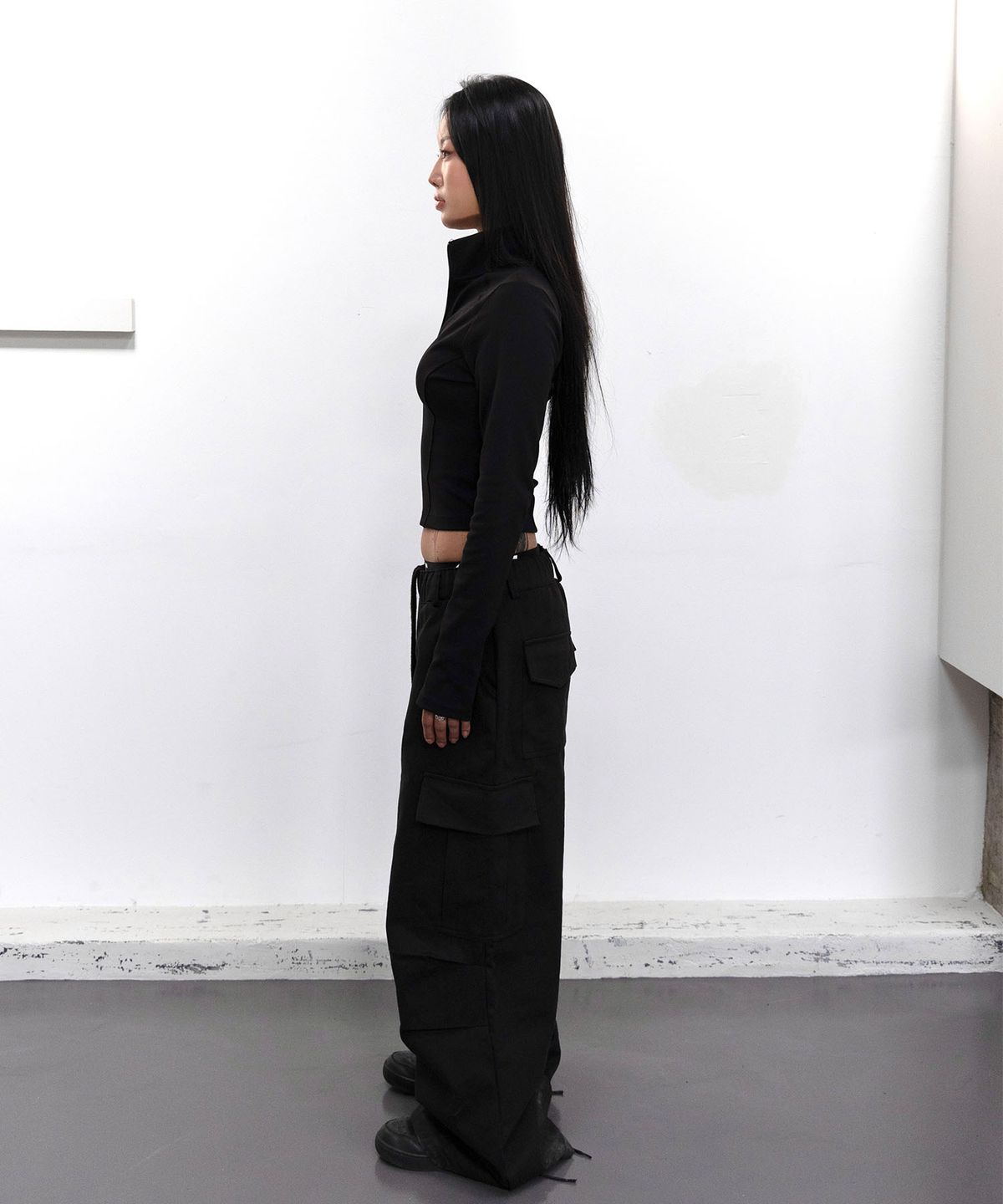 씨티씨(CTC) Leather patch cargo pants (black)