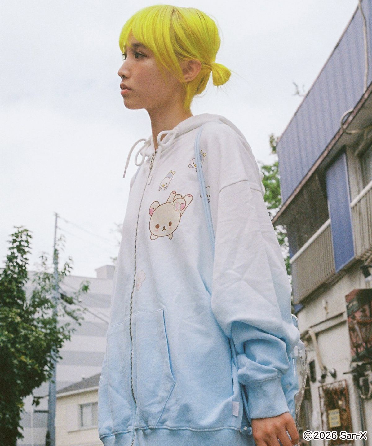 유희(YOUHEE) [KORILAKKUMA] DYEING HOOD ZIP-UP BLUE