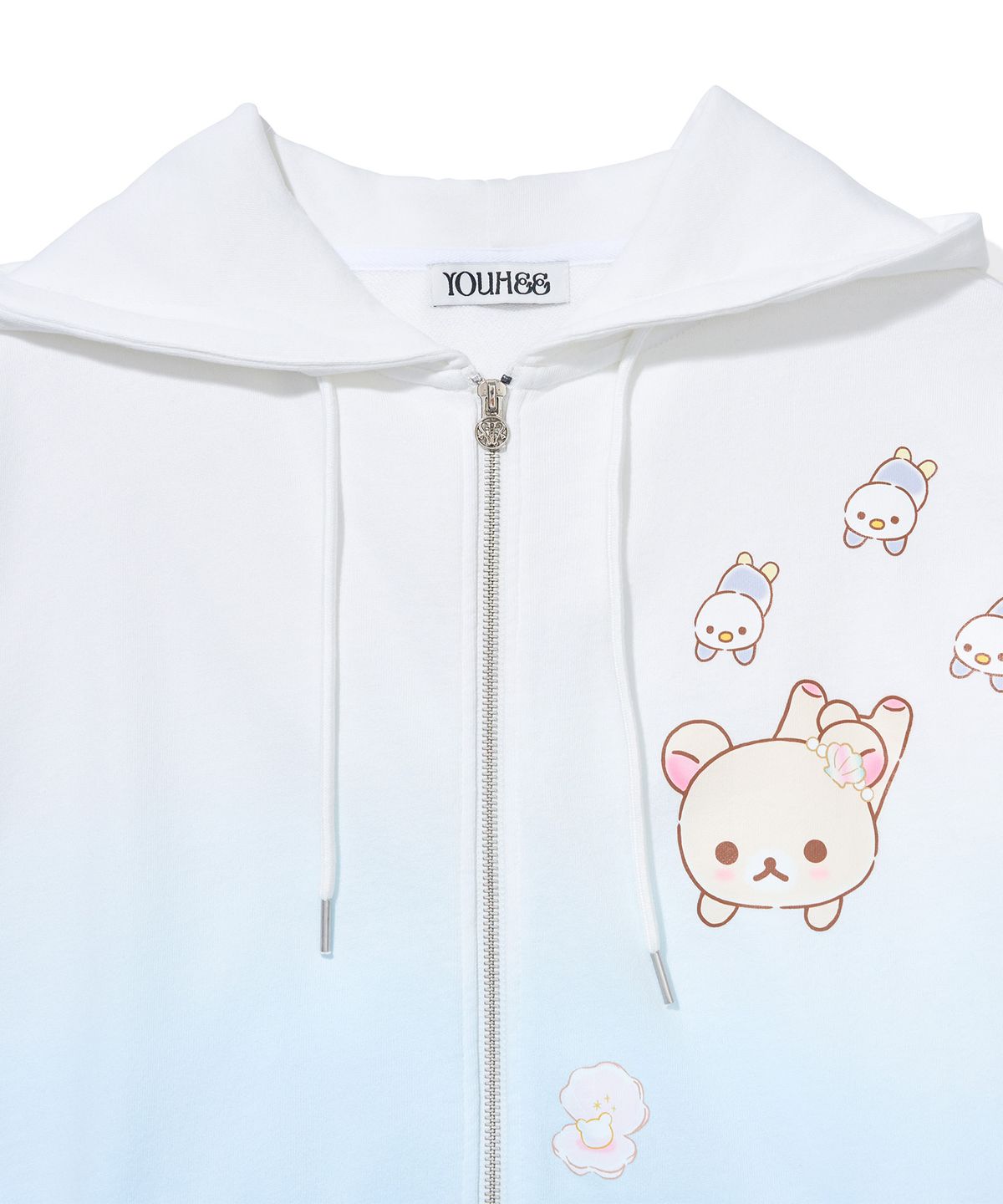 유희(YOUHEE) [KORILAKKUMA] DYEING HOOD ZIP-UP BLUE