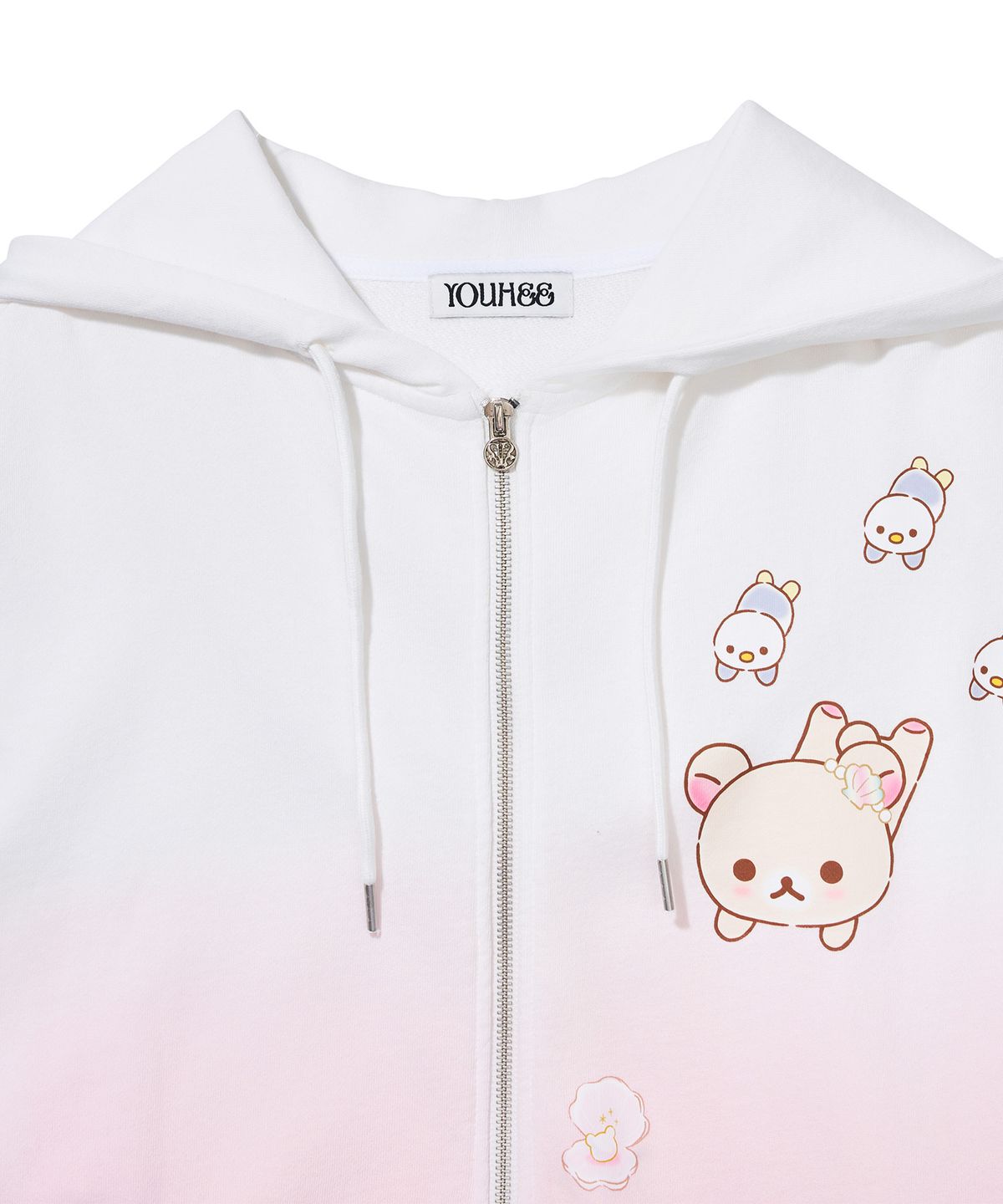 유희(YOUHEE) [KORILAKKUMA] DYEING HOOD ZIP-UP PINK