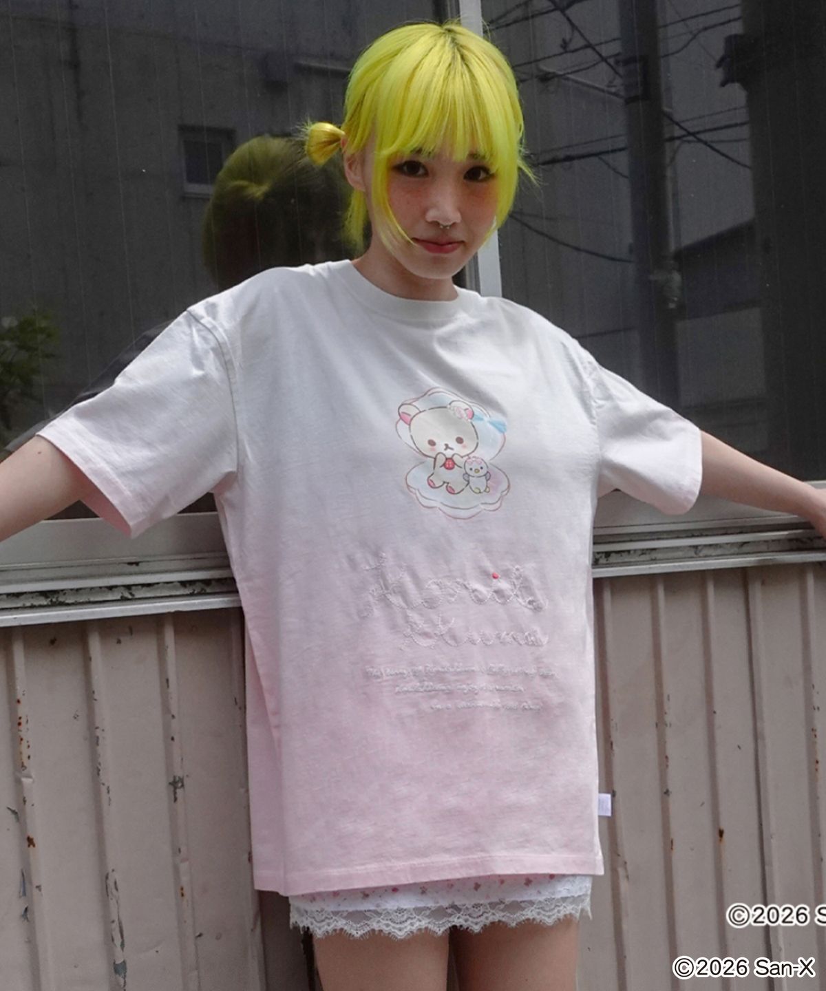 유희(YOUHEE) [KORILAKKUMA] DYEING T-SHIRTS PINK