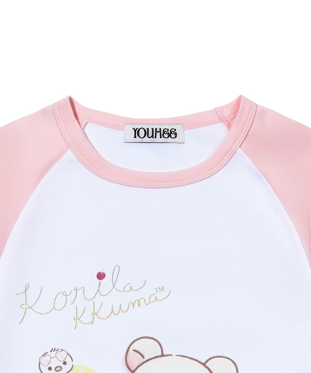 유희(YOUHEE) [KORILAKKUMA] RAGLAN T-SHIRTS PINK