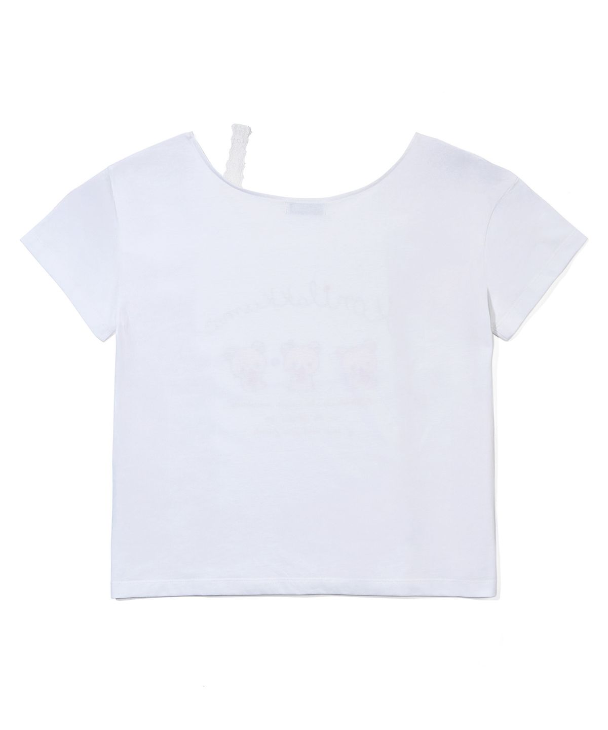 유희(YOUHEE) [KORILAKKUMA] LACE OFF-SHOULDER T-SHIRTS WHITE