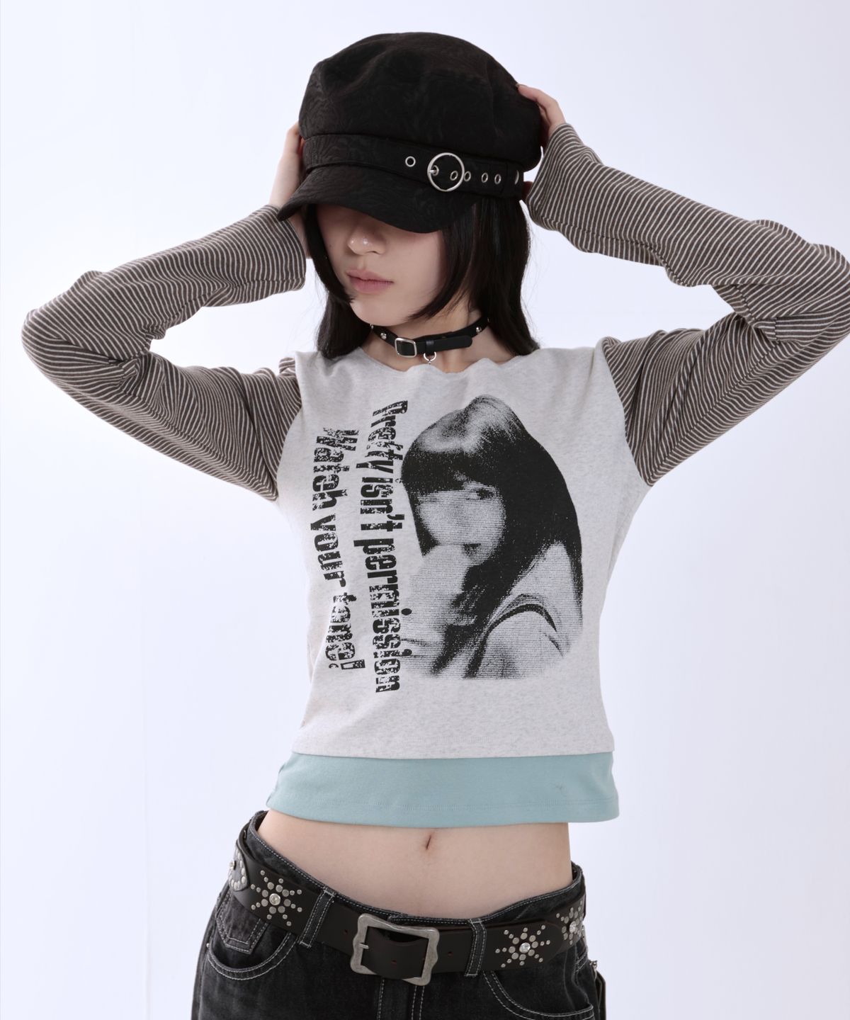 러닝하이(RUNNINGHIGH) 스터드 레더 초커 [블랙]