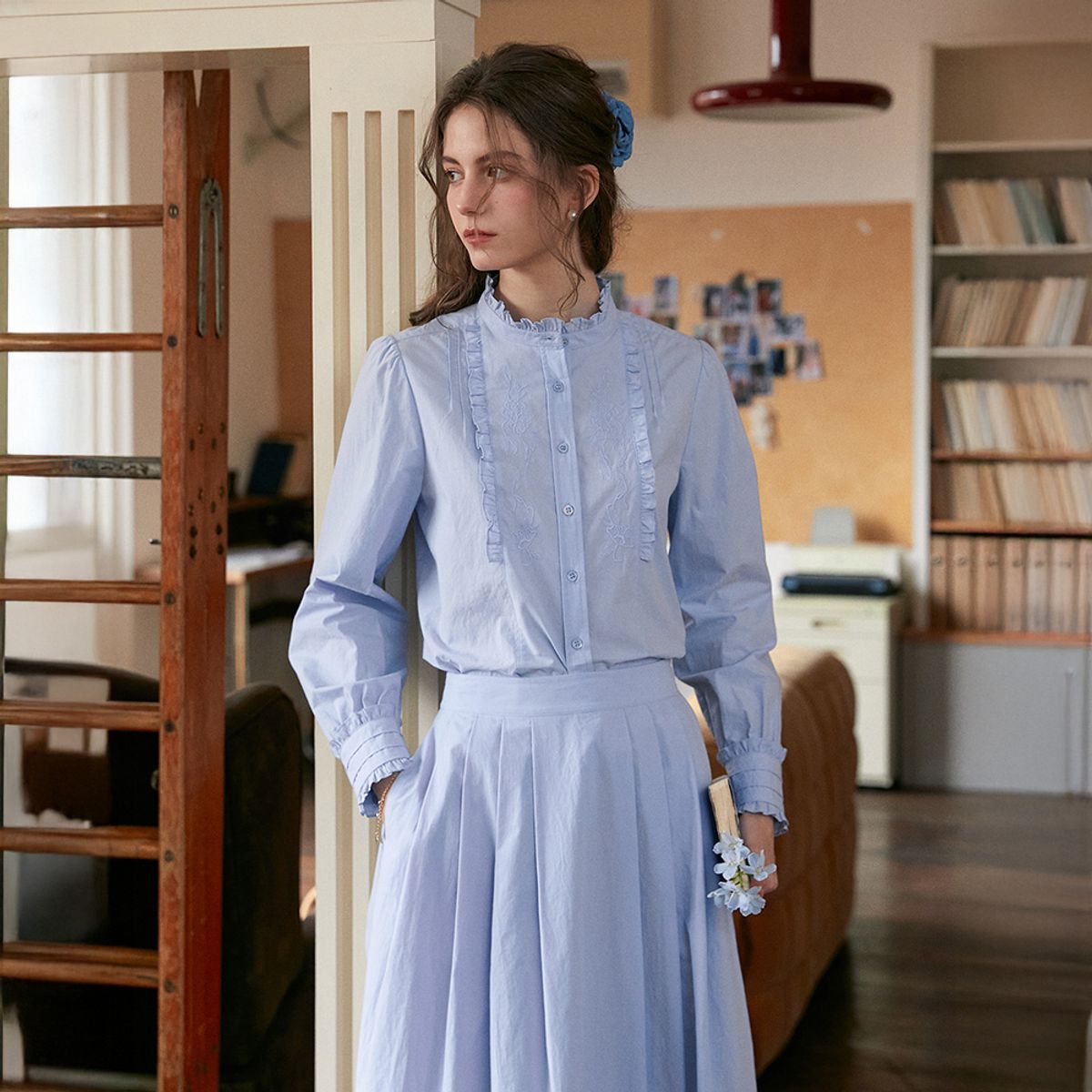 심플레트로(SIMPLE RETRO) SR_Cotton french up blouse