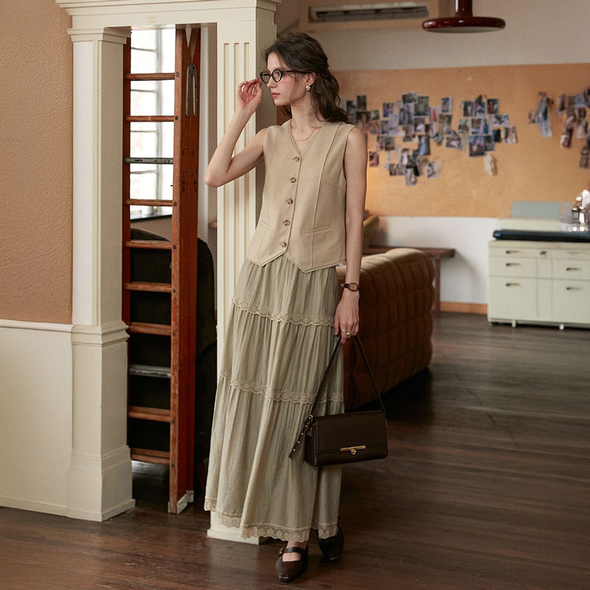 심플레트로(SIMPLE RETRO) SR_French old lace skirt