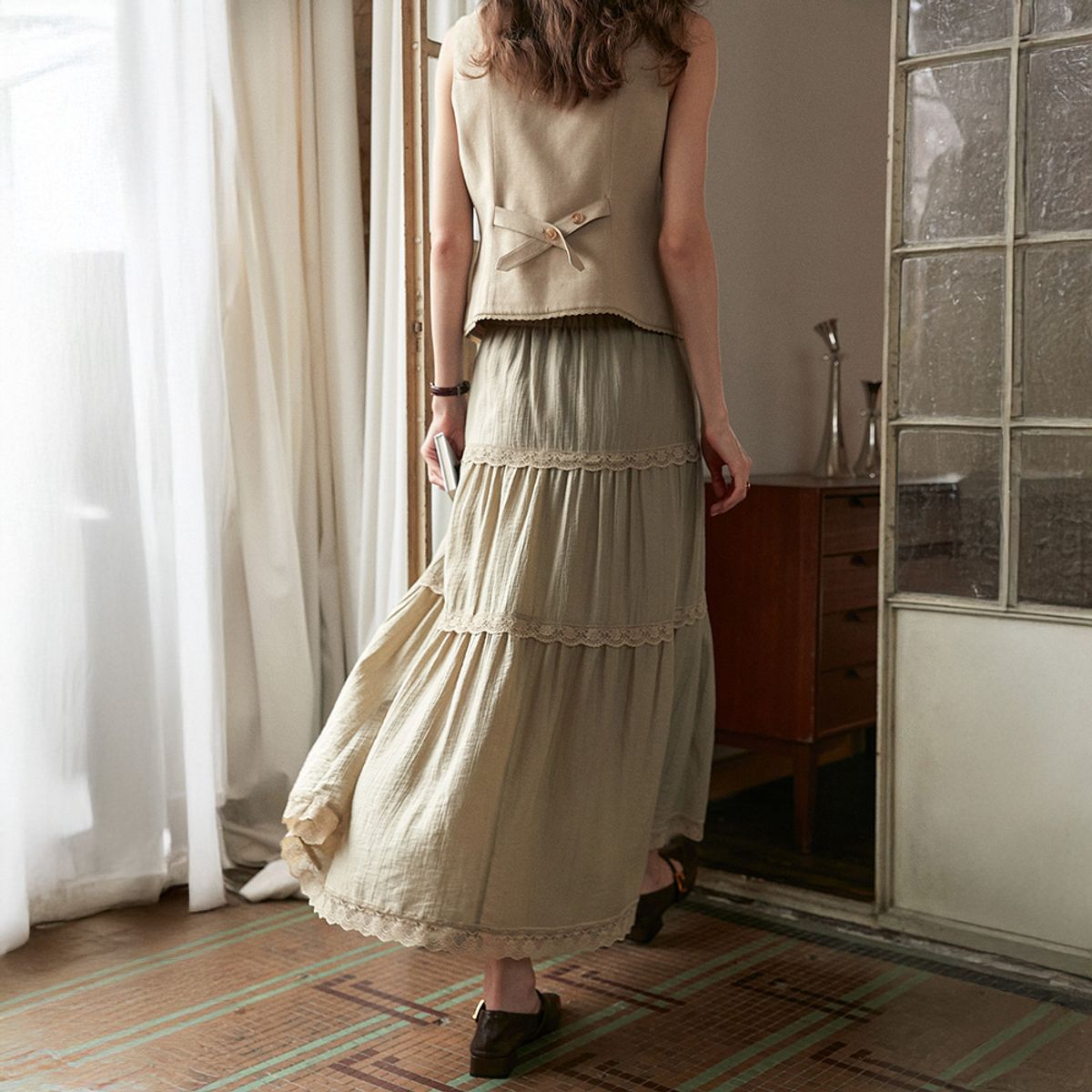 심플레트로(SIMPLE RETRO) SR_French old lace skirt