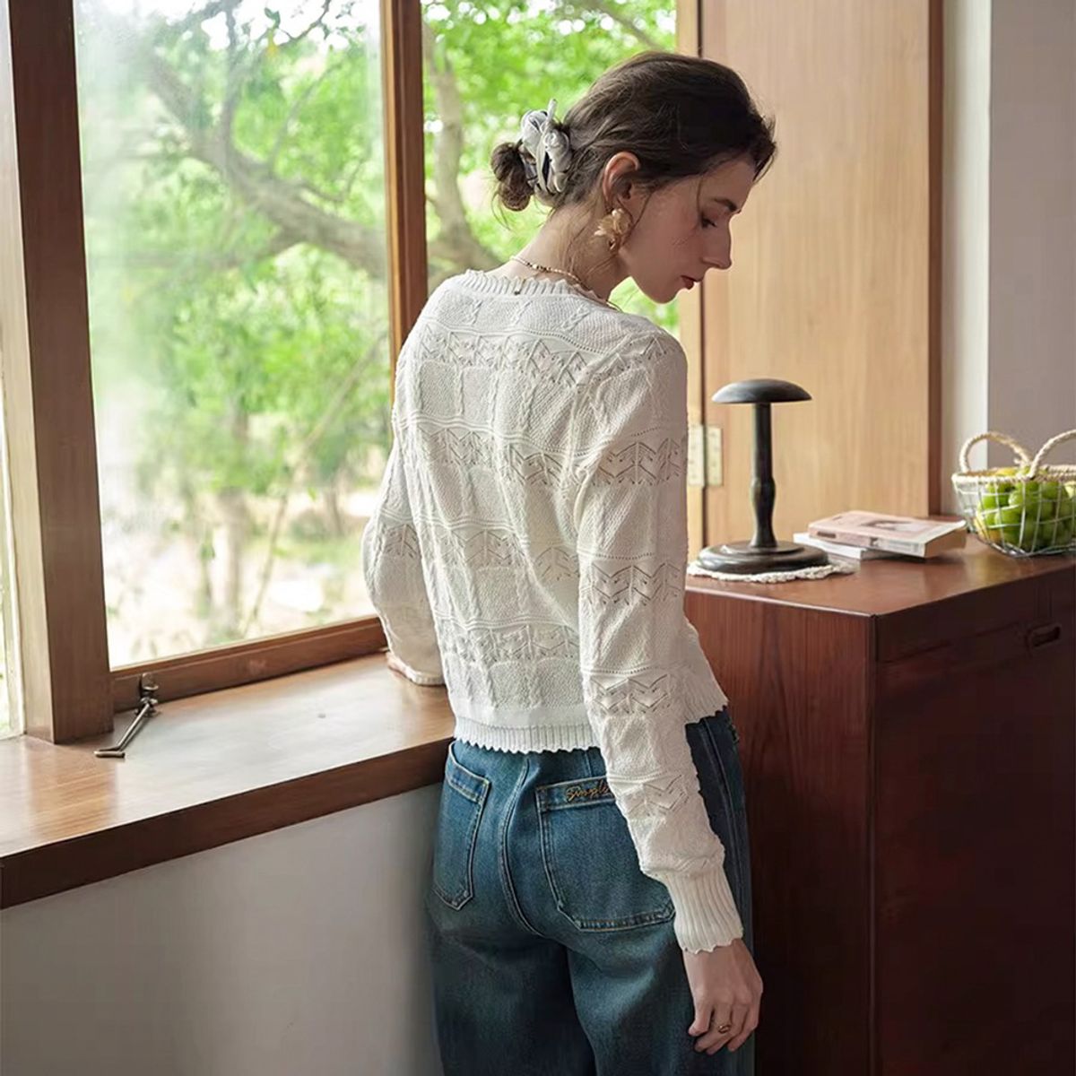 심플레트로(SIMPLE RETRO) SR_V-neck lazy cardigan_2color
