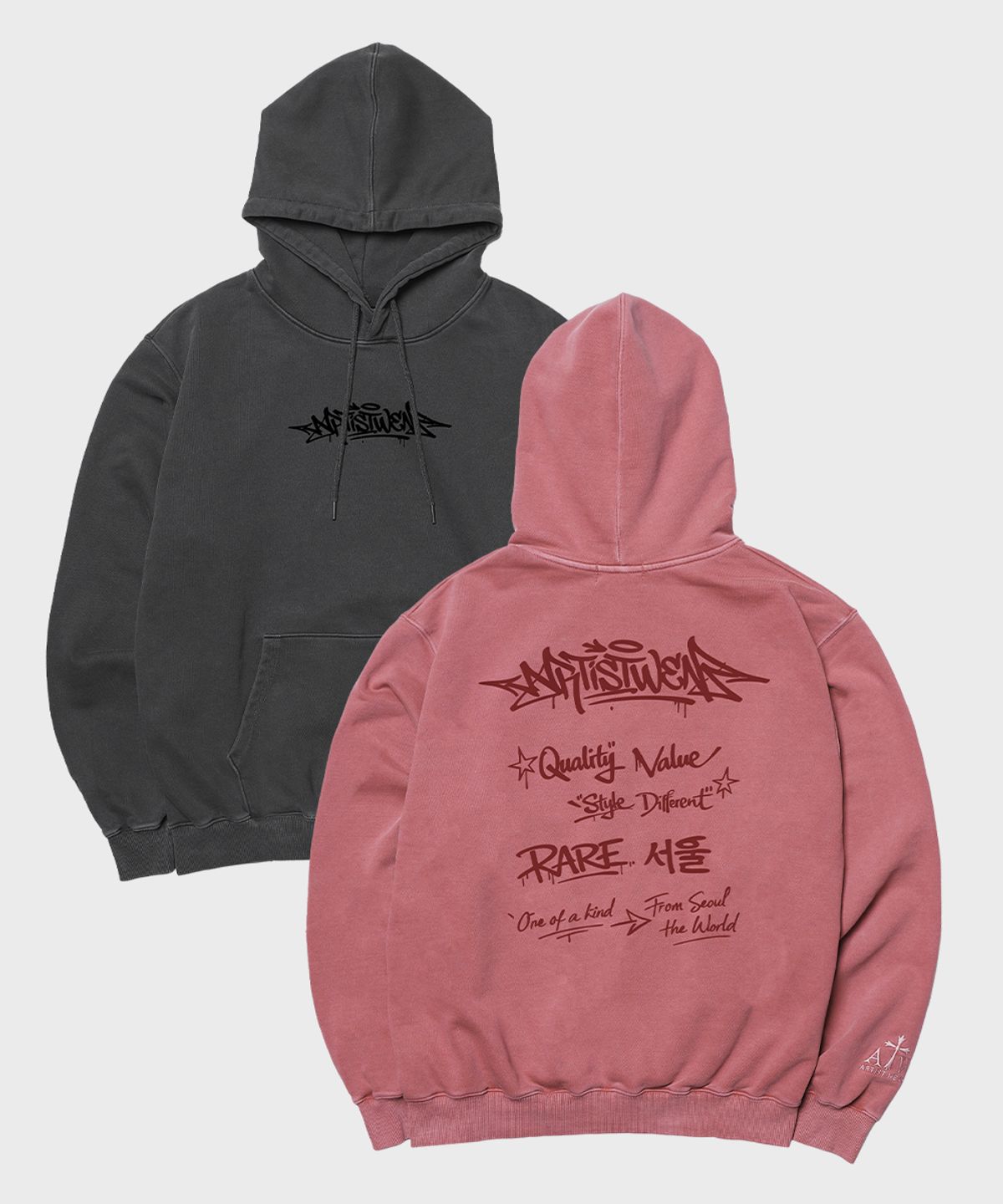 아티스트웨어(ARTISTWEAR) [ATW] 레어서울 피그먼트 후드티 - 2COLOR