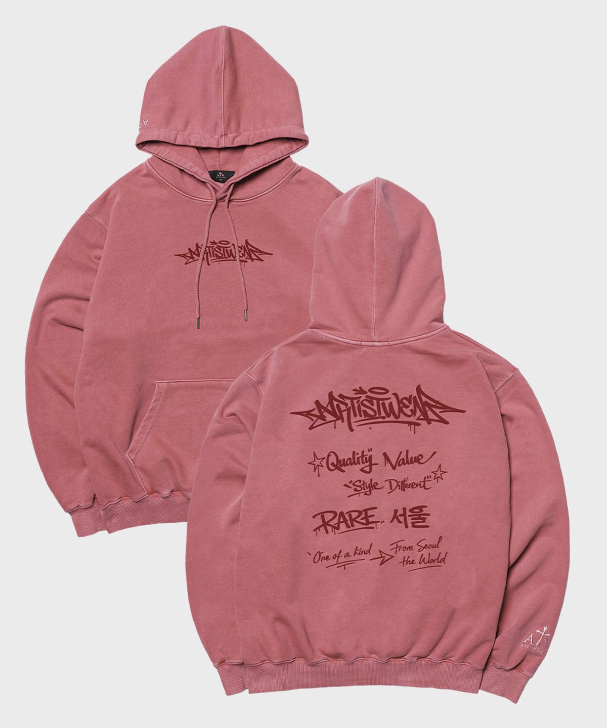 아티스트웨어(ARTISTWEAR) [ATW] 레어서울 피그먼트 후드티 - 2COLOR