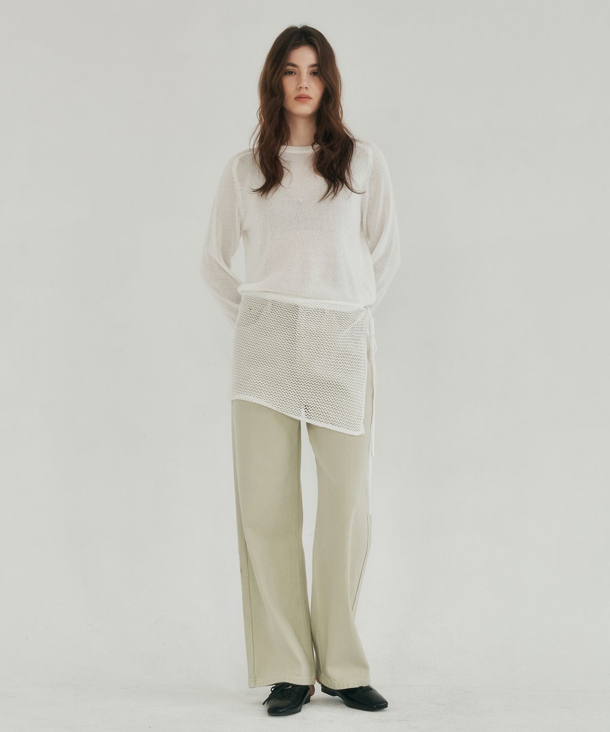 로시로우(LOSSYROW) Mellow wrap knit set white