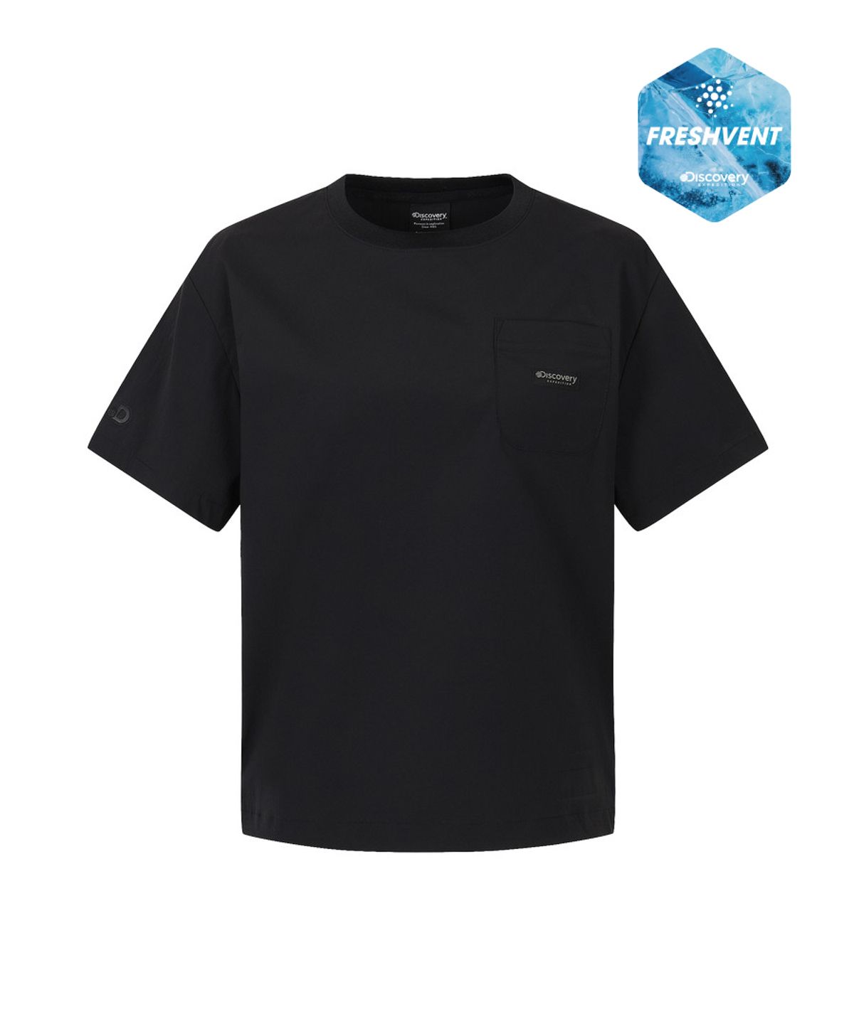 디스커버리 익스페디션(DISCOVERY EXPEDITION) 여성 프레시벤트 포켓 우븐 반팔티셔츠 (BLACK)