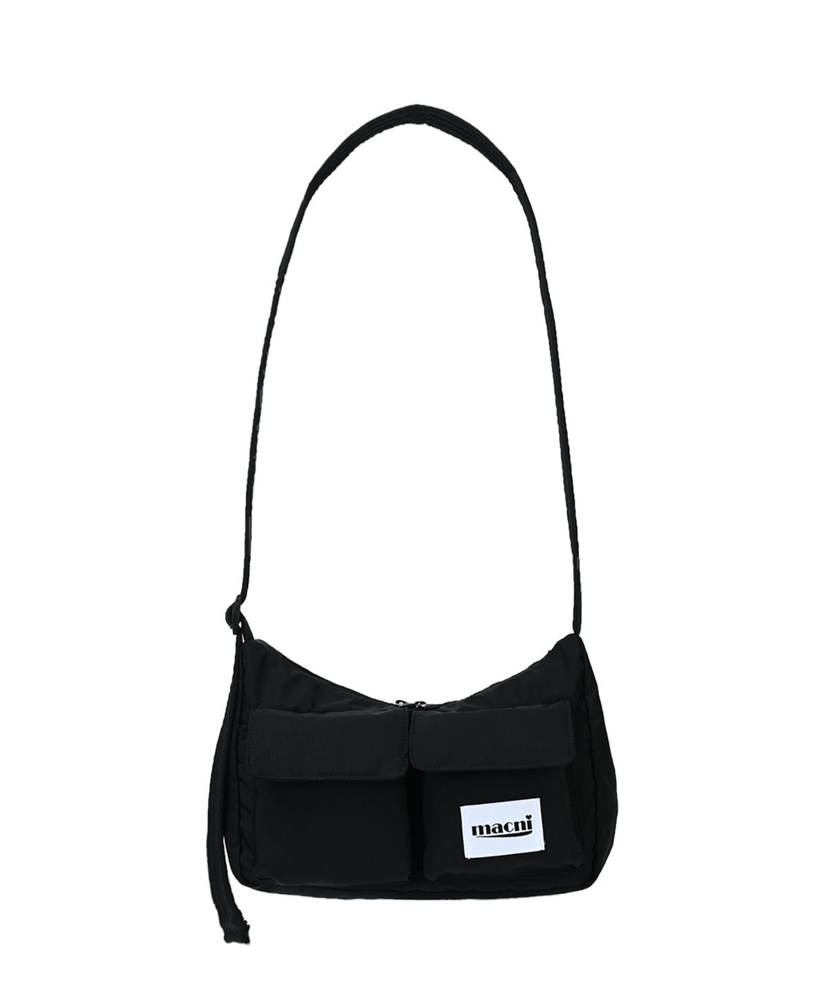 마크니(MACNI) TWO POCKET CROSS BAG BLACK