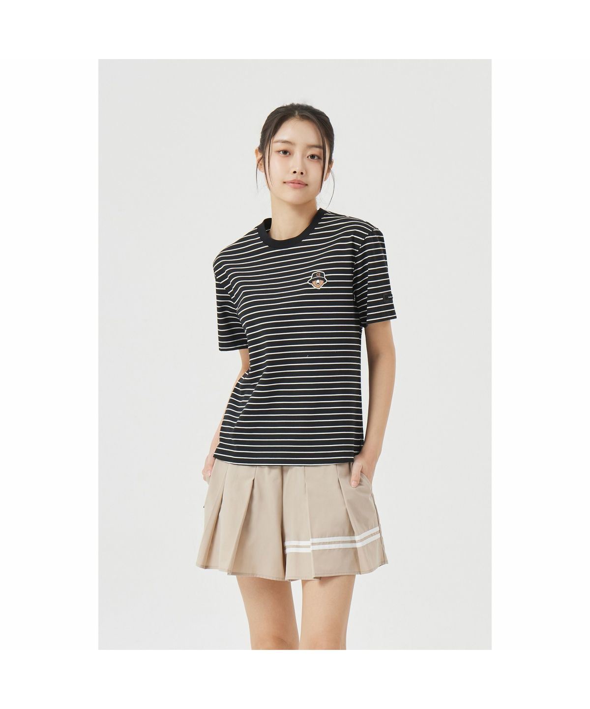 골든베어(GOLDEN BEAR) (M) Striped Crew-neck T-shirt G4TAM26451BKX