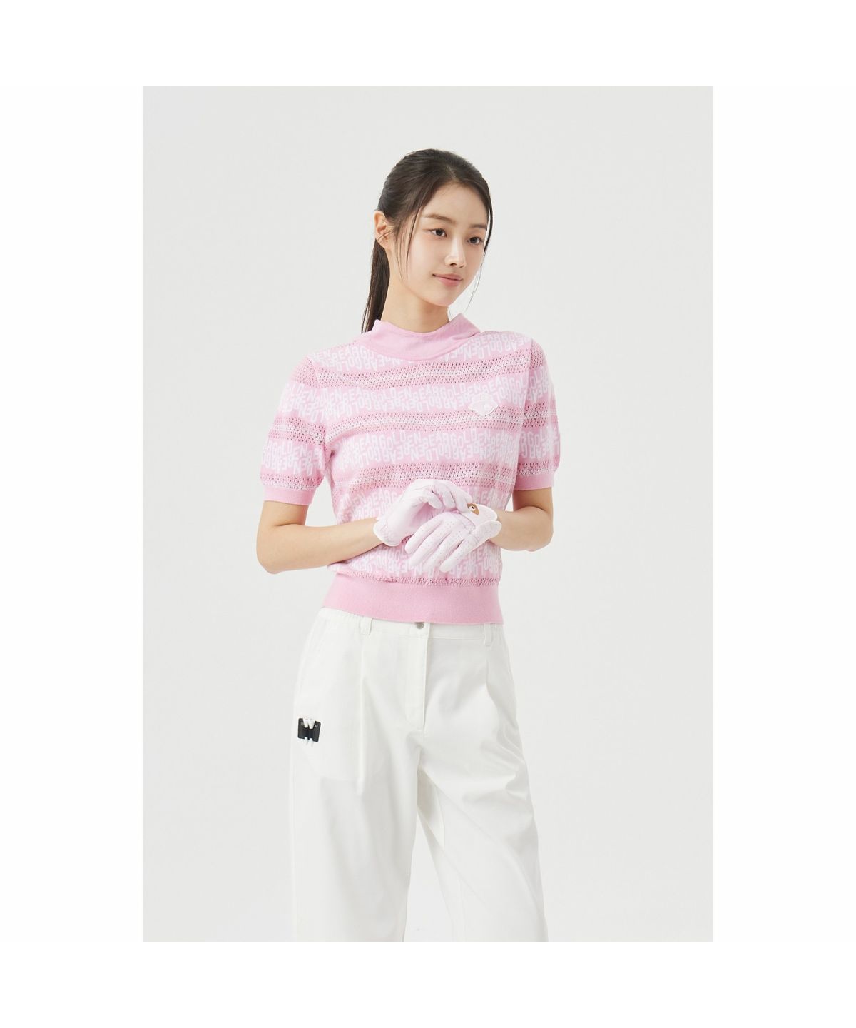 골든베어(GOLDEN BEAR) (W) Hoodie Lettered Stripe Sweater G5WAM26301PIX