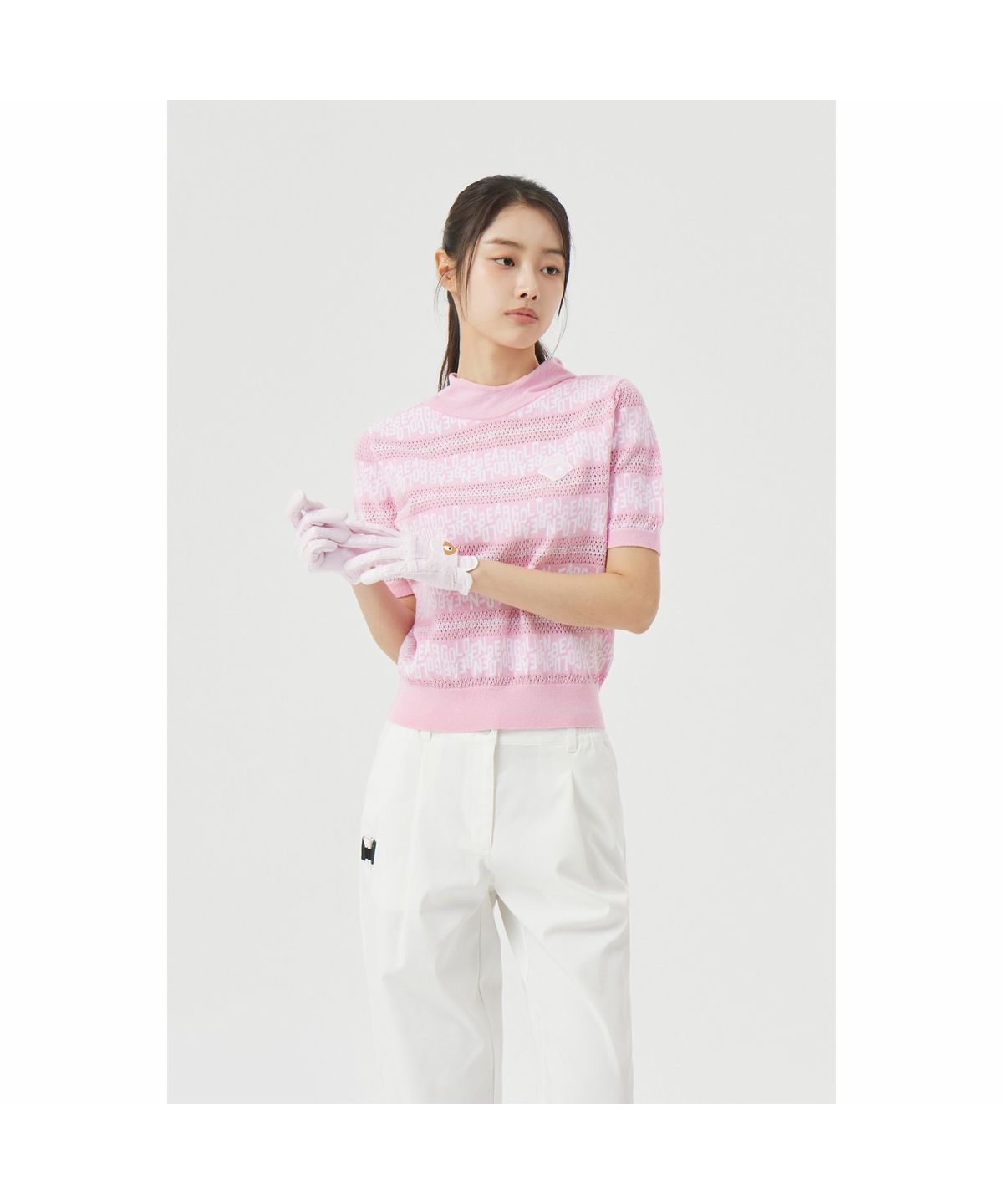 골든베어(GOLDEN BEAR) (W) Hoodie Lettered Stripe Sweater G5WAM26301PIX
