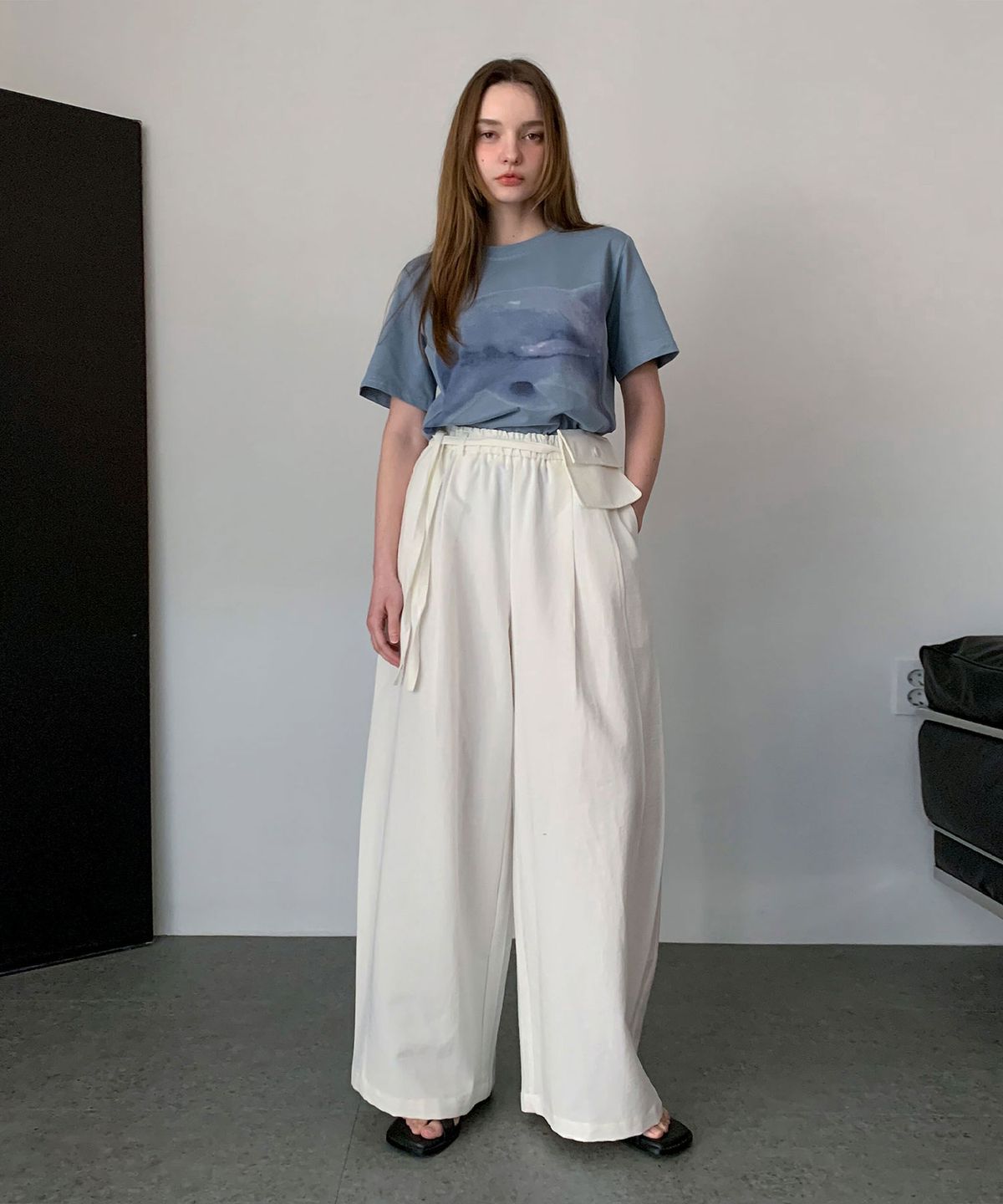 바스카라(VASCARA) Dear Banding Wide Slacks (2colors)