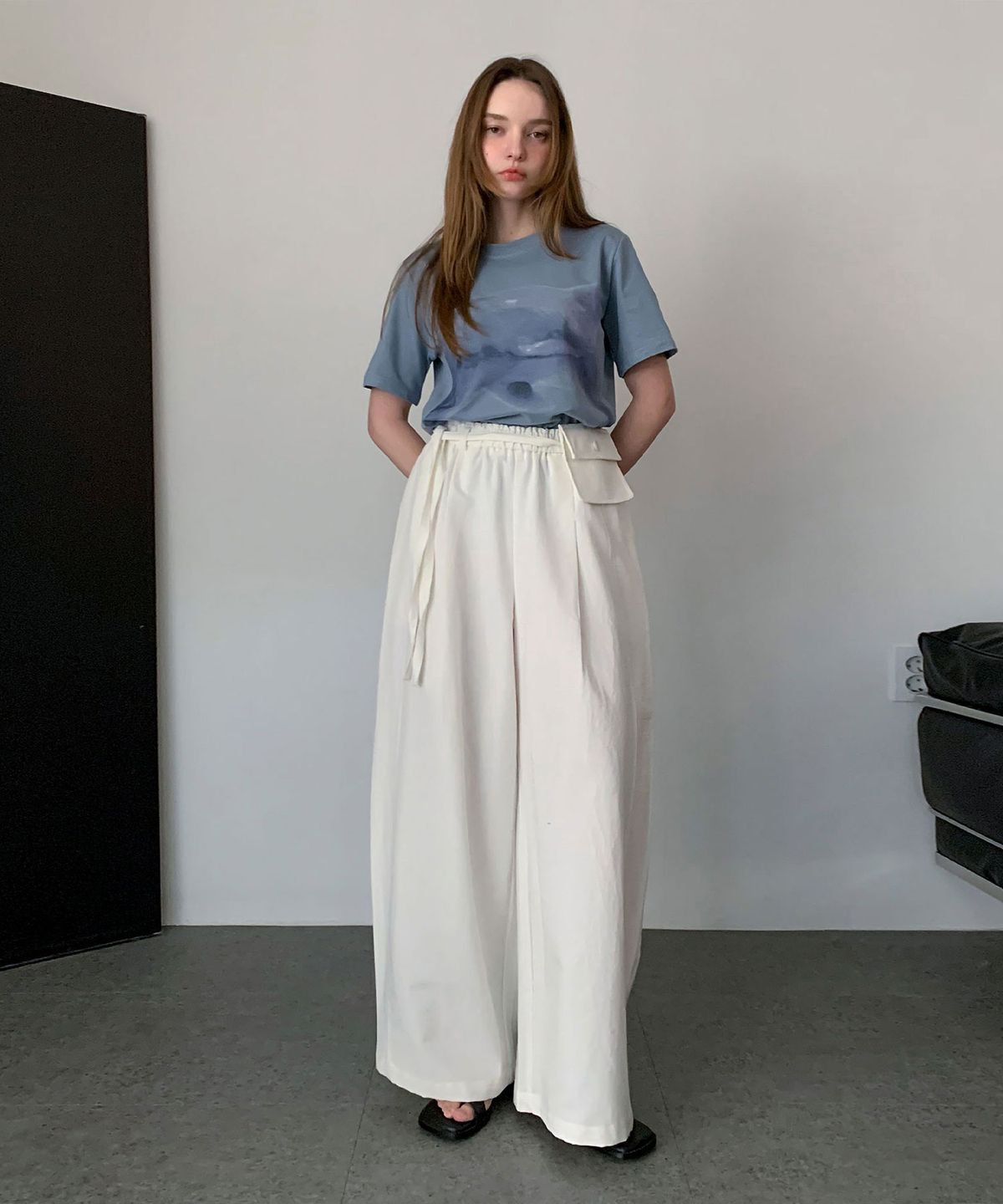 바스카라(VASCARA) Dear Banding Wide Slacks (2colors)