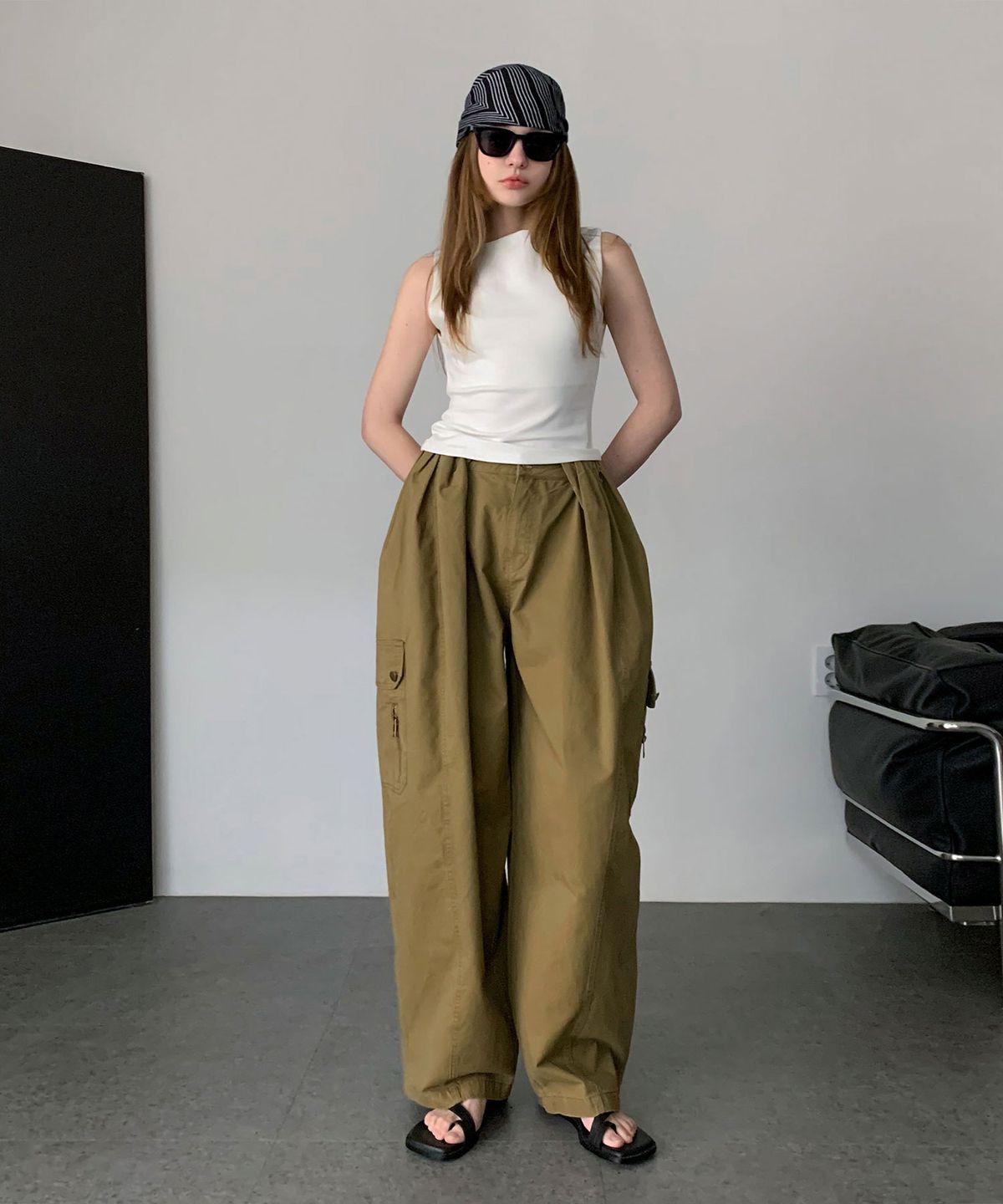 바스카라(VASCARA) Wide Cotton Cargo Pants (2colors)