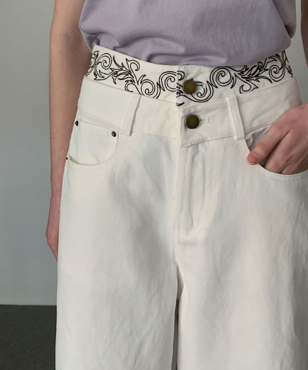 바스카라(VASCARA) High Rise Two Button Cotton Pants (2colors)