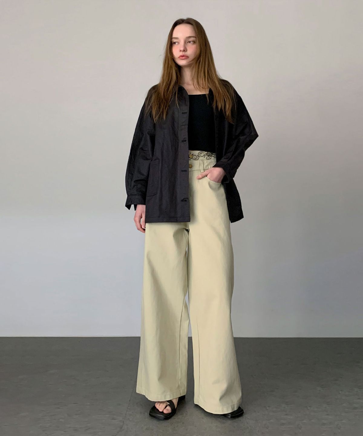 바스카라(VASCARA) High Rise Two Button Cotton Pants (2colors)