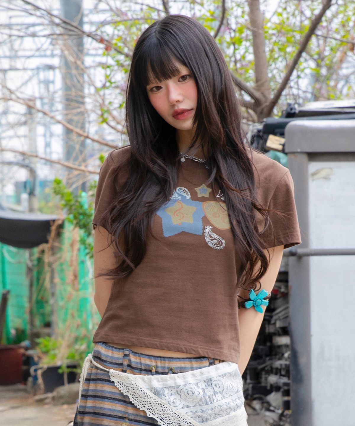 루나키후(RuNaKi'Hu') WXT073 호시우타 티셔츠 (BROWN)