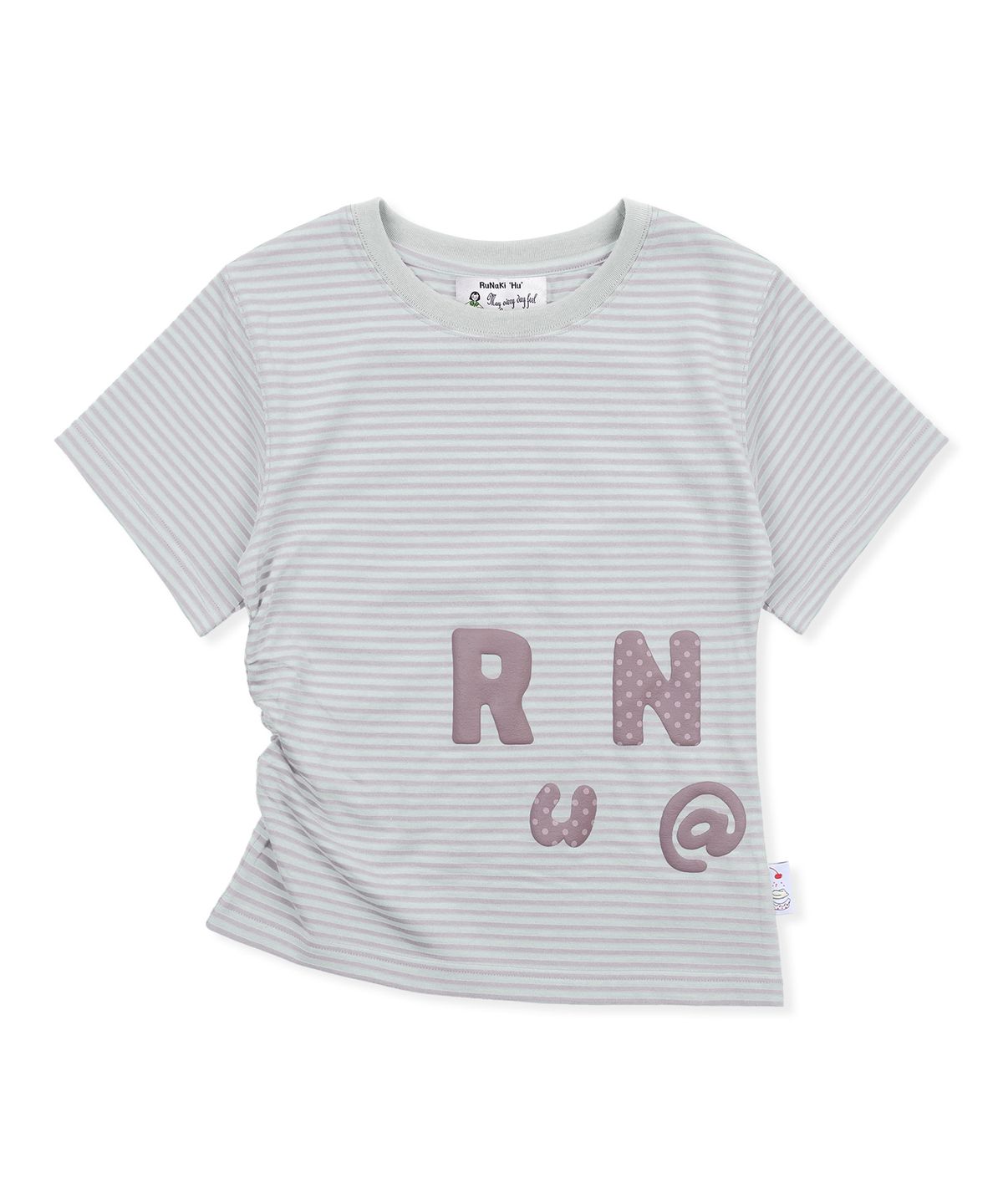 루나키후(RuNaKi'Hu') WXT080 나라비 스트라이프 셔링 티셔츠 (LIGHT PURPLE)